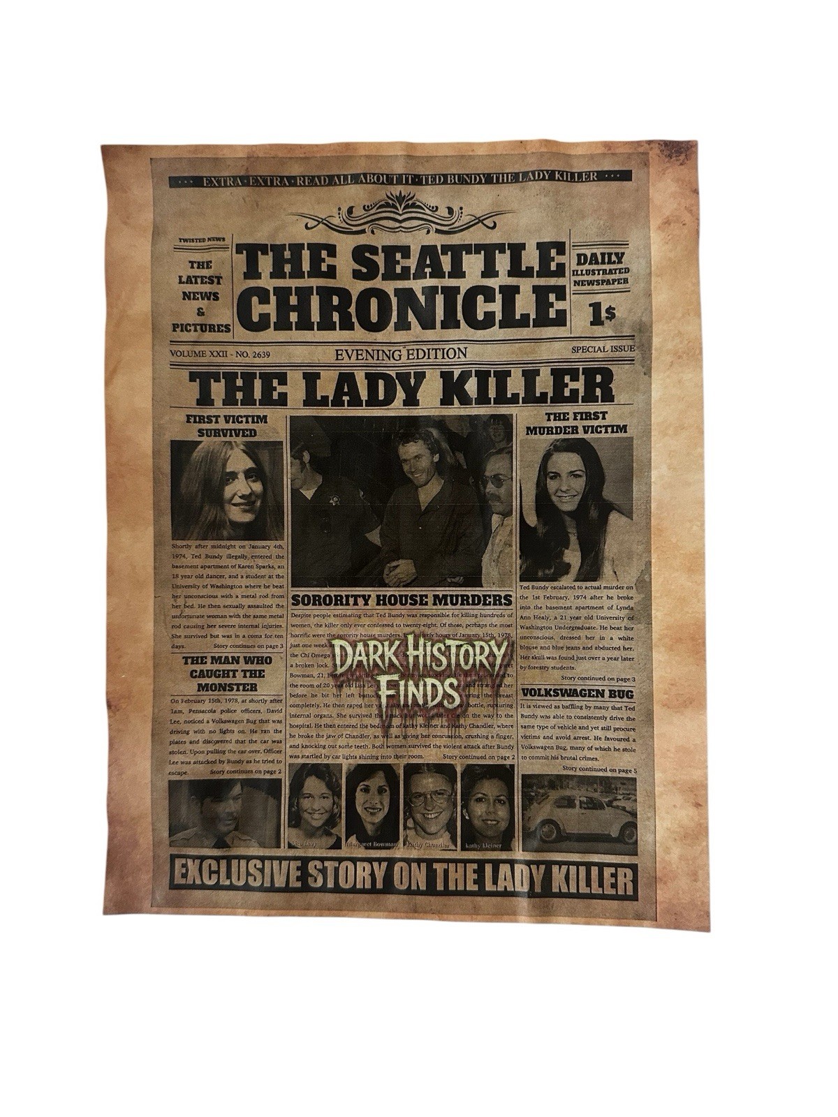 Ted Bundy The Lady Killer The Seattle Chronicle Newspaper Headline