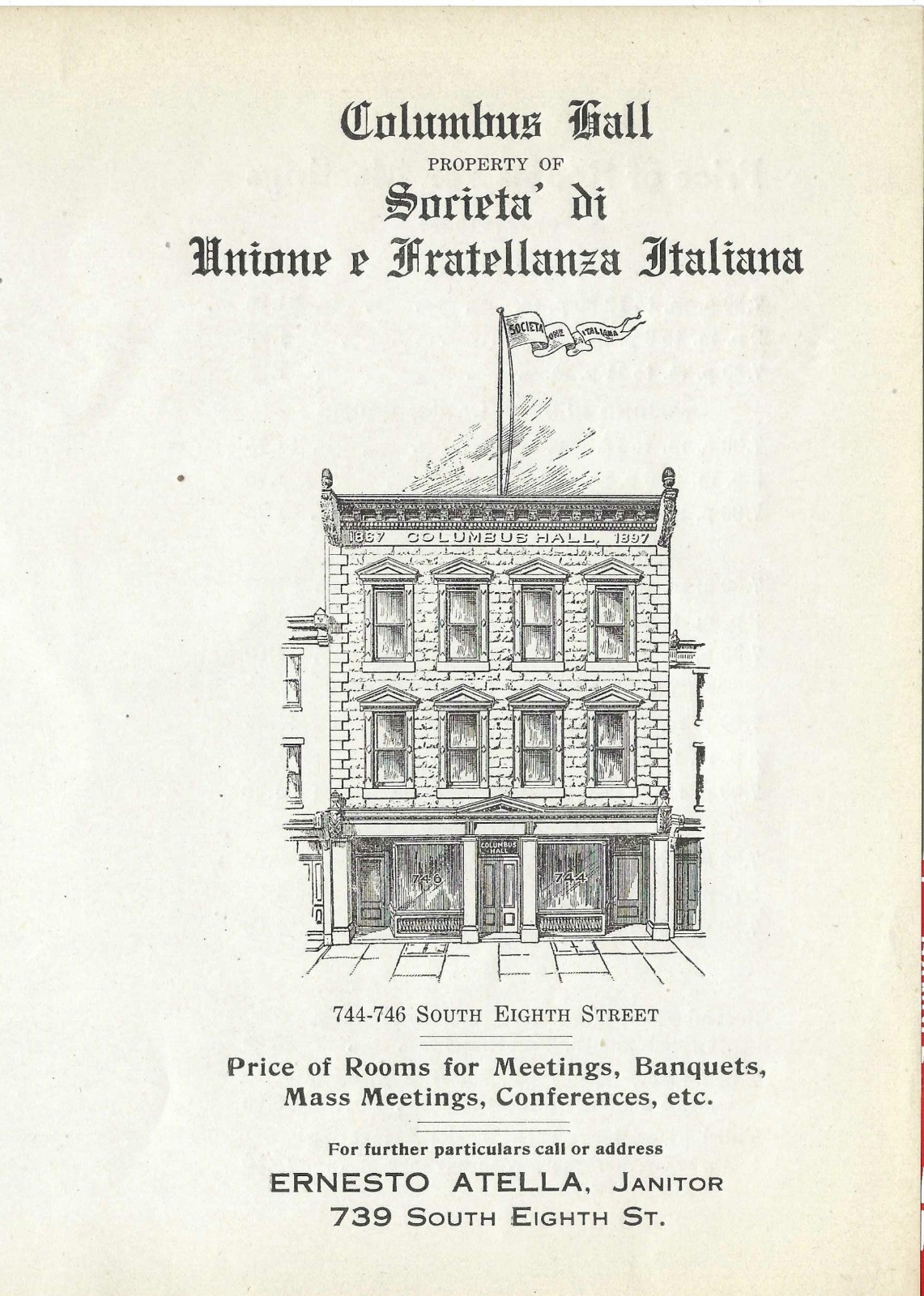 Early Vintage Italian American Society~S.U.F.I. Fraternal Ephemera~Philadelphia