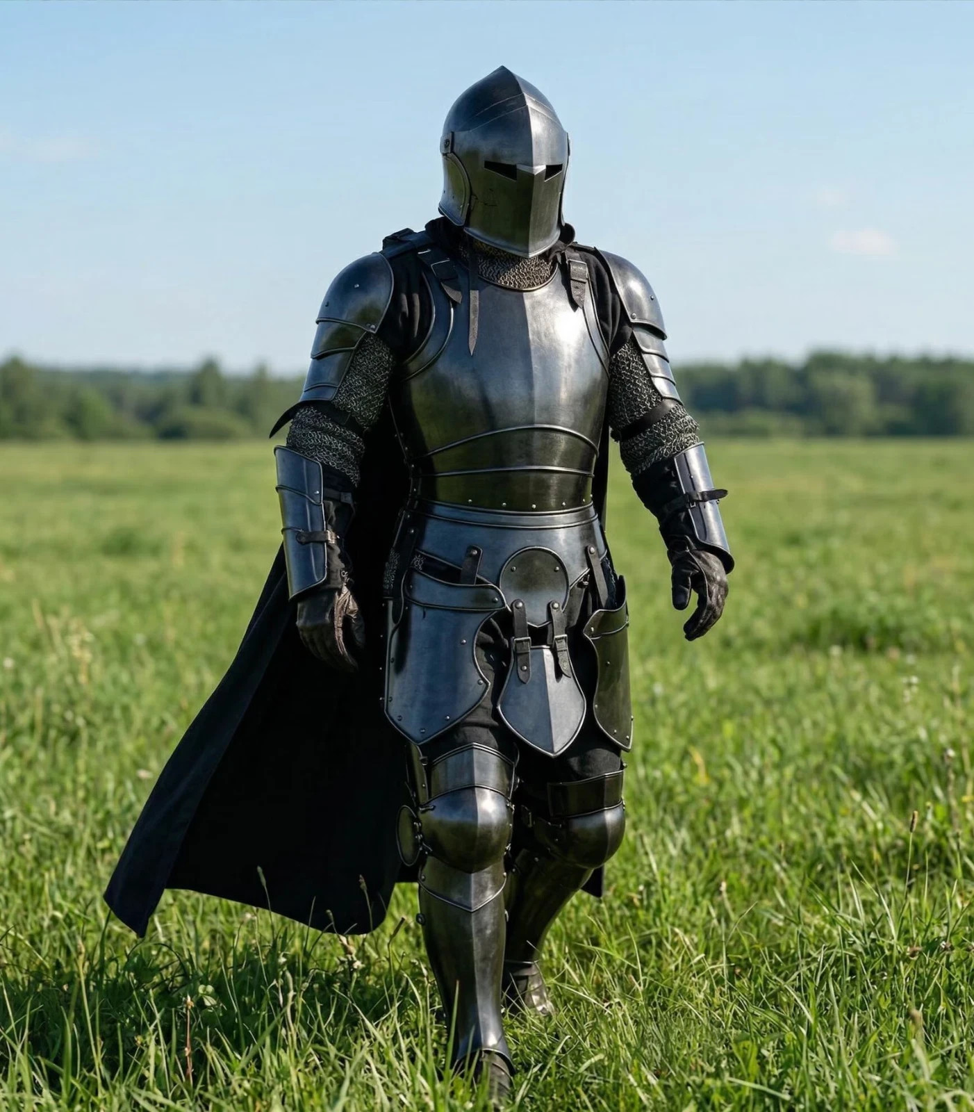 Barbuta Armor Set Black Medieval Knight Steel LARP Armor Renaissance Cosplay
