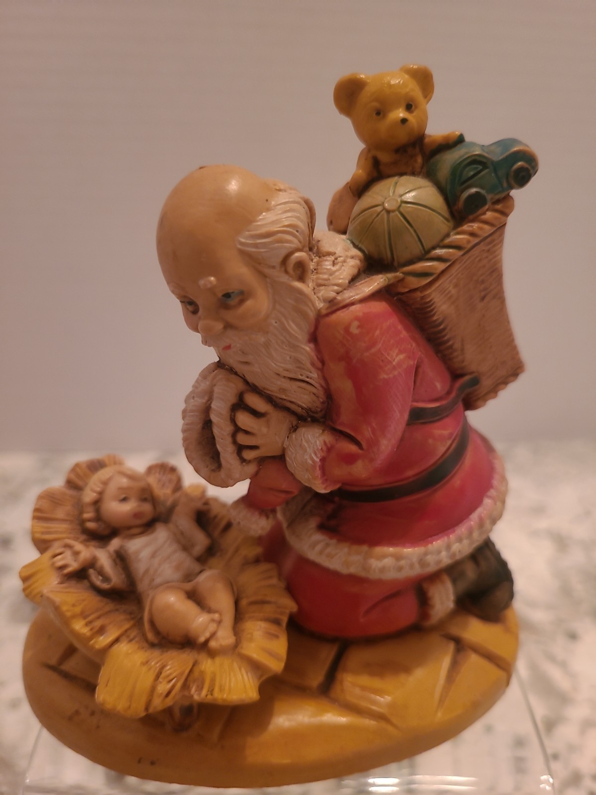 Vintage 1989 Fontanini Santa Kneeling Baby Jesus & Teddy #599 Italy Hand Painted Vintage 1989 Fontanini Santa Kneeling Baby Jesus & Teddy #599 Italy Hand Painted