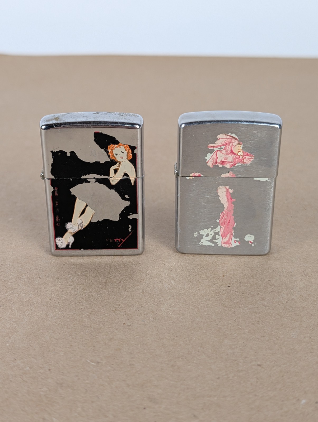 Vintage Pair 90s Zippo Limited Edition Petty Girl Series II Lighter Pinup Art
