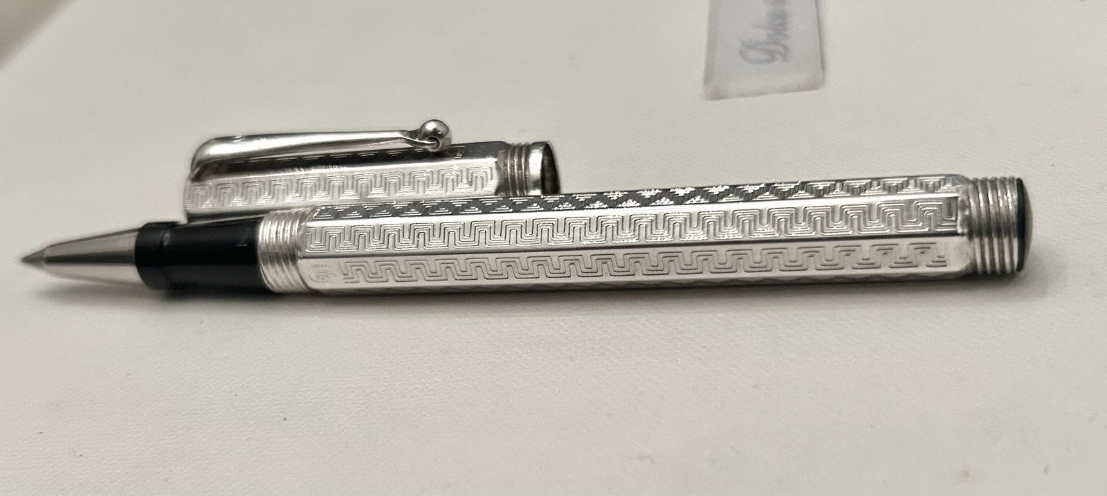 Montegrappa Reminiscence Rollerball 925 Silver Greek Key with Case