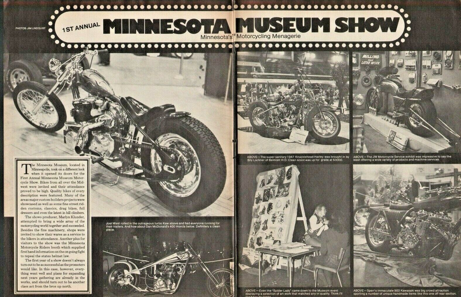 1980 Minneapolis Minnesota Museum Motorcycle Show - 4-Page Vintage Article