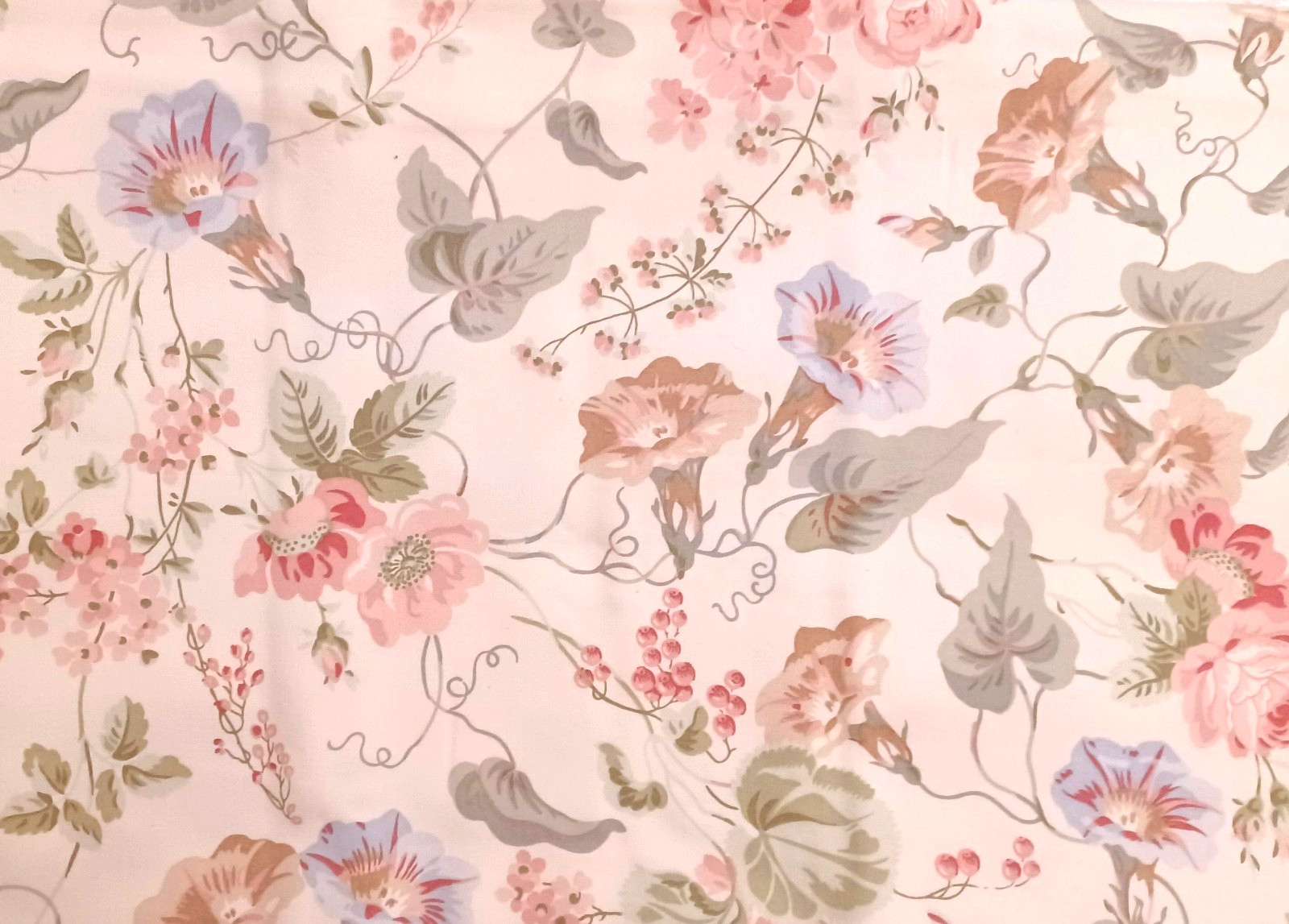 VTG Laura Ashley 100% Cotton Decorator Fabric Melrose Old Rose Multi 4.5 yd x48