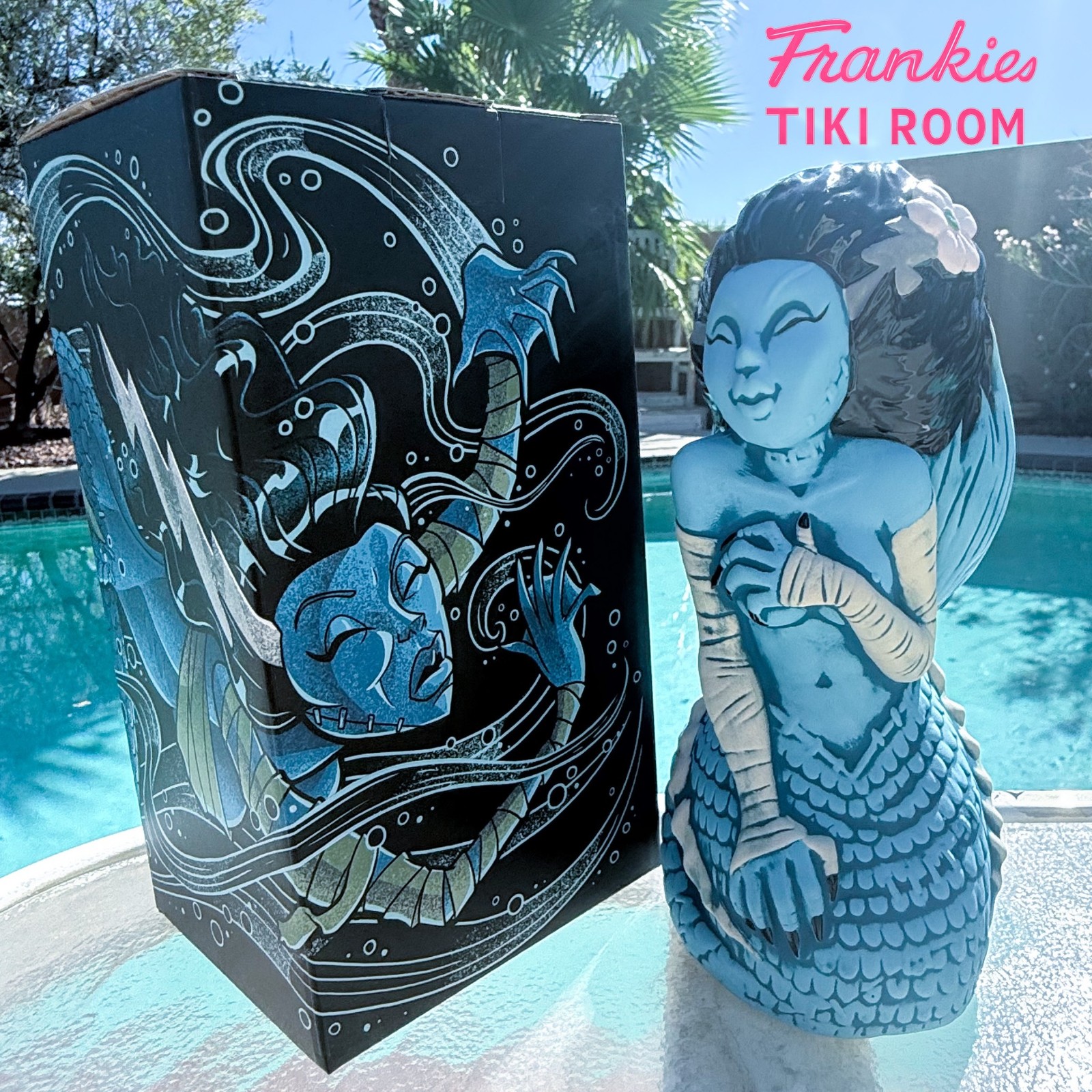 OFFICIAL Frankie\'s Tiki Room Bride Of Frankiestein Mermaid Tiki Mug + Art Box