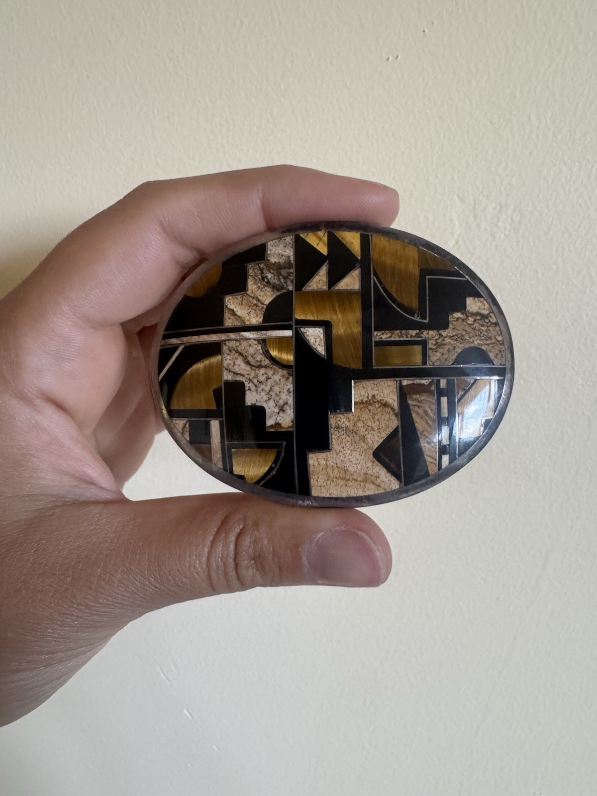 Vintage Signed W Navajo Charles Willie David Rosales Turquoise Inlay Belt Buckle
