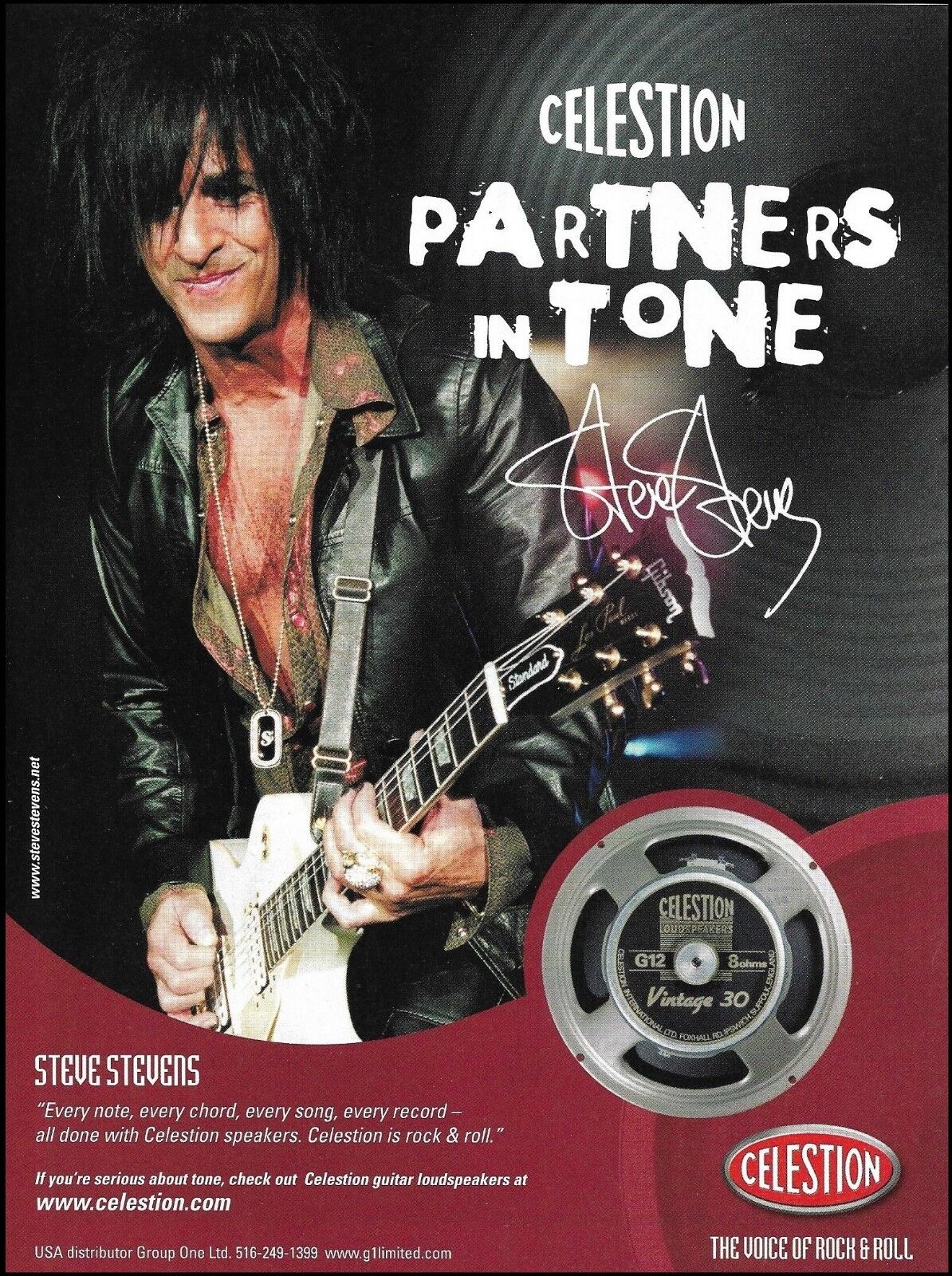 Steve Stevens Celestion G12 Vintage 30 guitar amp speakers 8 x 11 advertisement