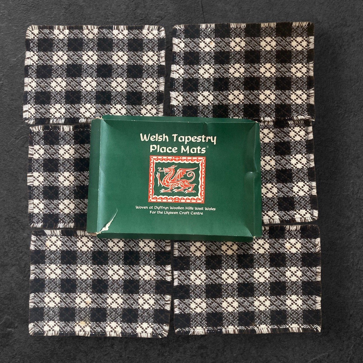 Vintage Welsh Tapestry Place Mats & Tea Cosy Set, Dyffryn Woollen Mills, 7 Items
