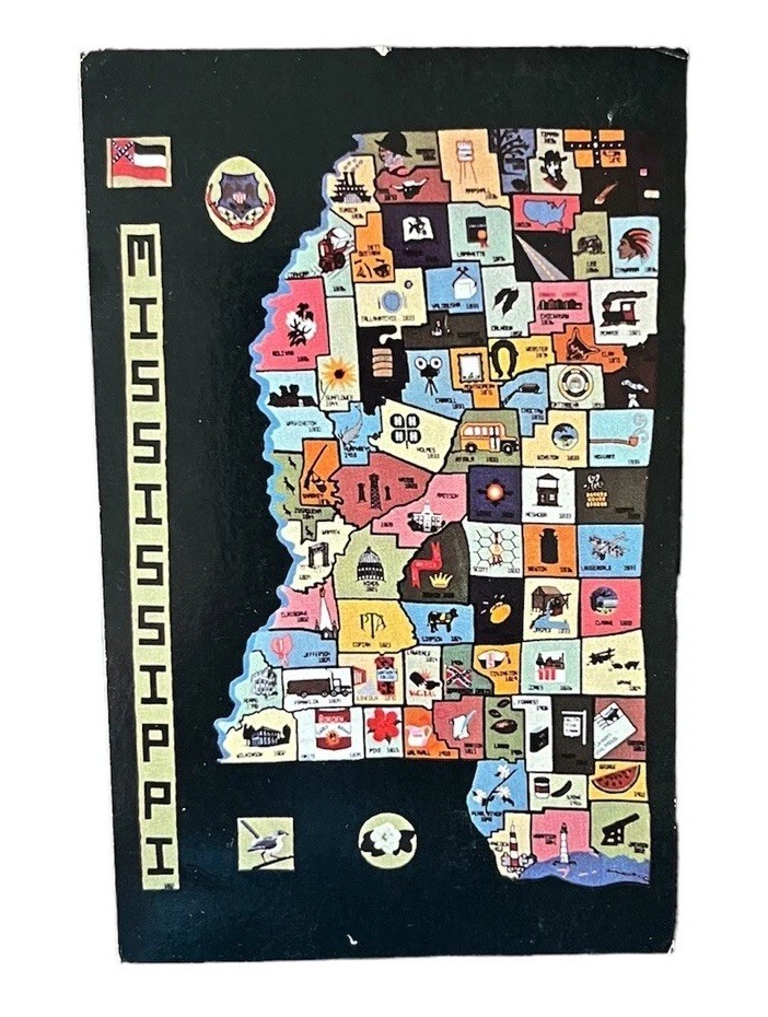 Mississippi Needlepoint Map Extension Homemakers Club Mississippi State Postcard