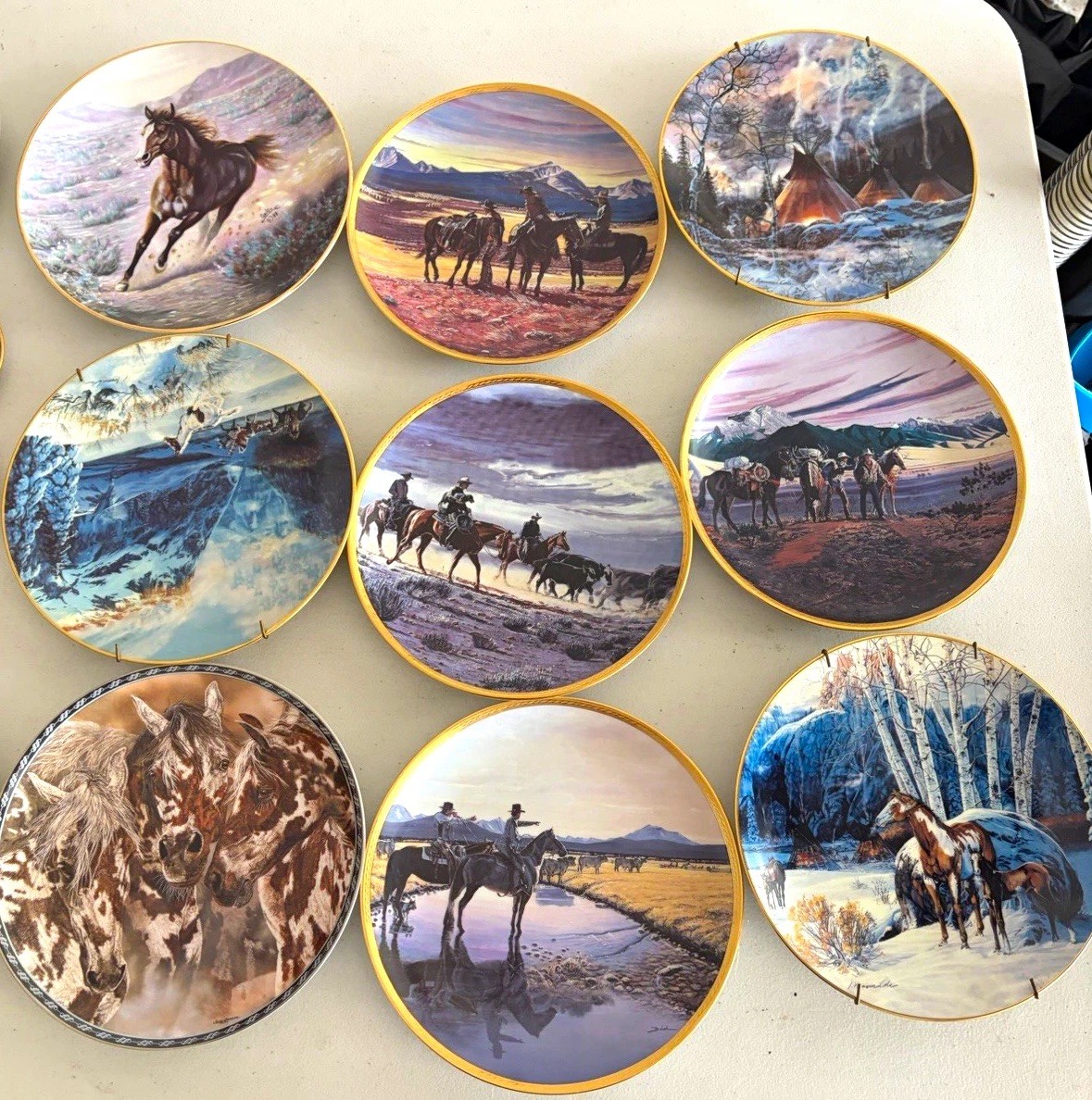 Mixed Lot Lot of 8 Vintage Western Collector Plates Bradford Exchange Horses