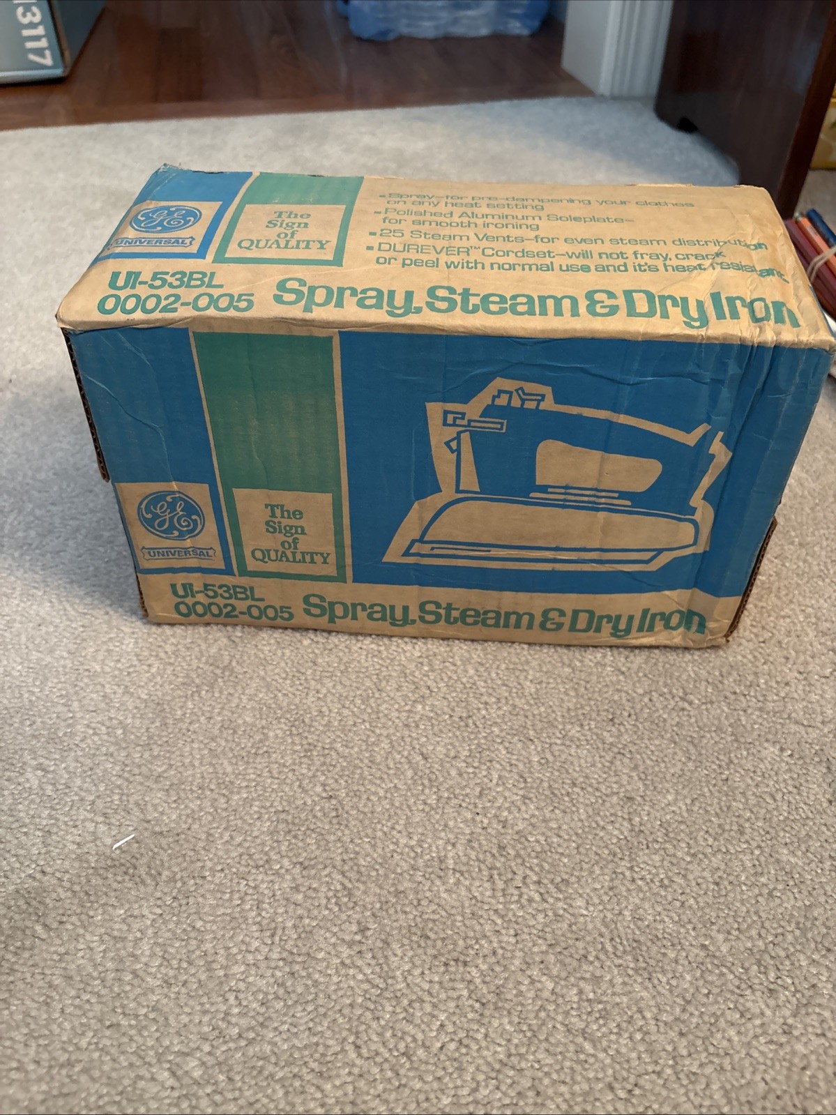 Vintage Sealed Brand New GE Universal Spray Steam Dry Iron Model UI-53BL Made US
