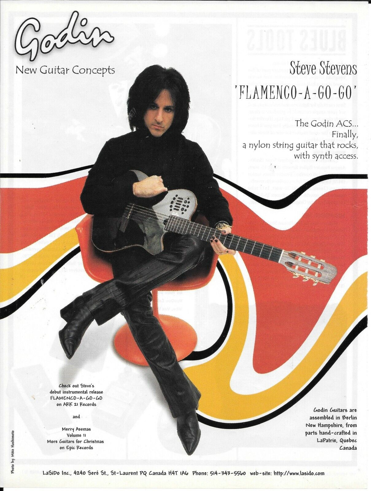 Steve Stevens - Godin Guitars - ACS - 1999 Print Advertisement