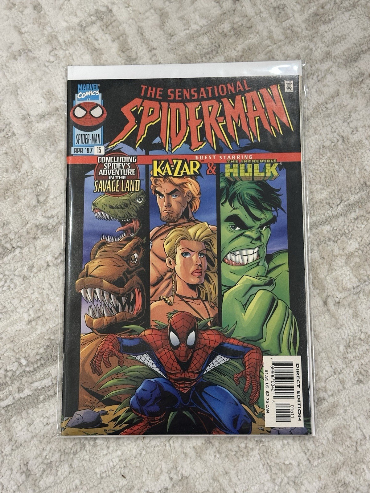 Marvel The Sensational Spider-Man #15 (1997) Ka-Zar Hulk Direct Edition NM
