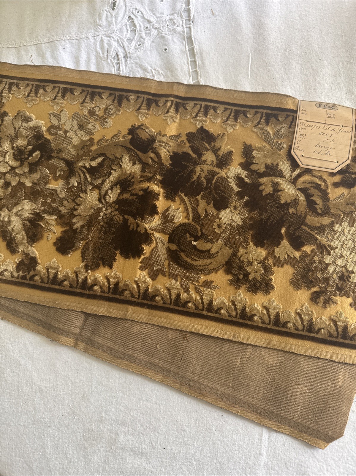 Vintage Antique Victorian Edwardian Chair Velvet Border Fabric N.O.S.