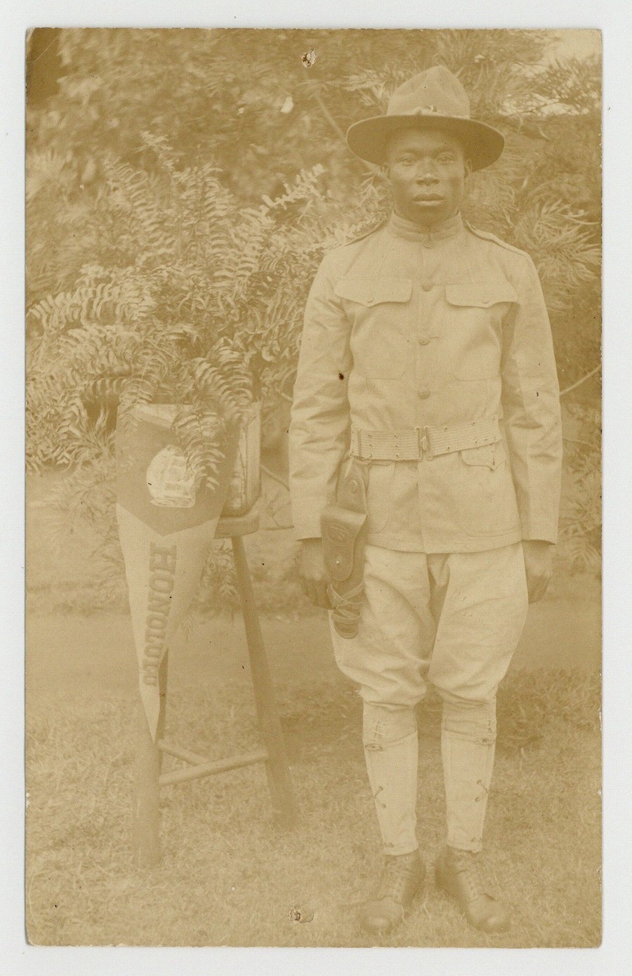 African American Buffalo Soldier 1917 Hawaii 25th Inf Black RPPC Army J16151