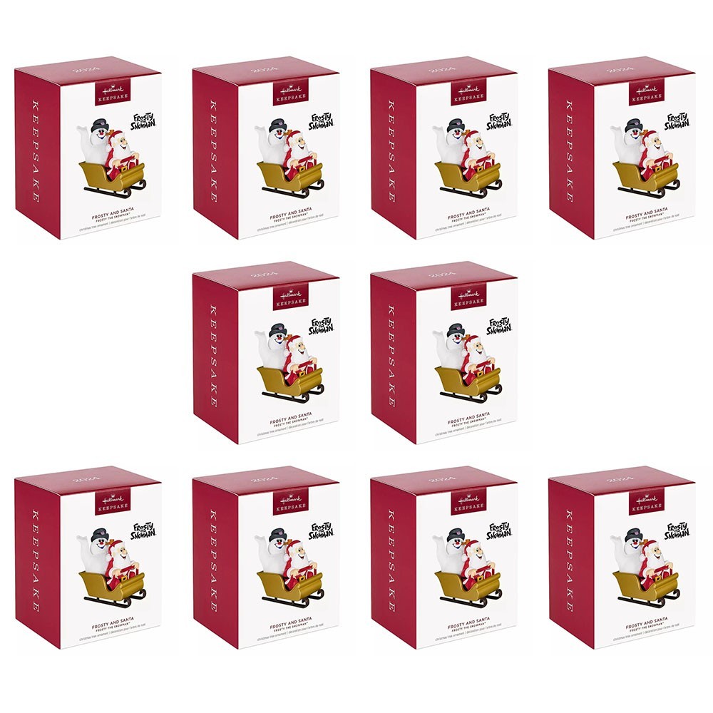 Lot 10 Hallmark Keepsake 2024 Frosty and Santa Snowman Sleigh Ornaments New