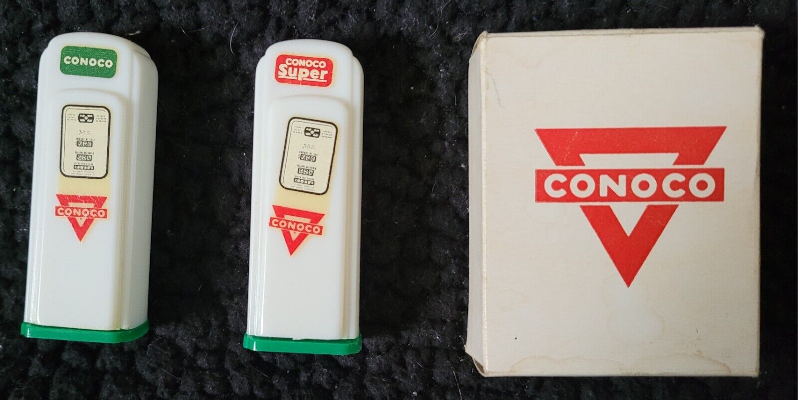 Vintage Conoco Gas Pump Salt & Pepper Shakers W/ Original Box Continental Oil Co