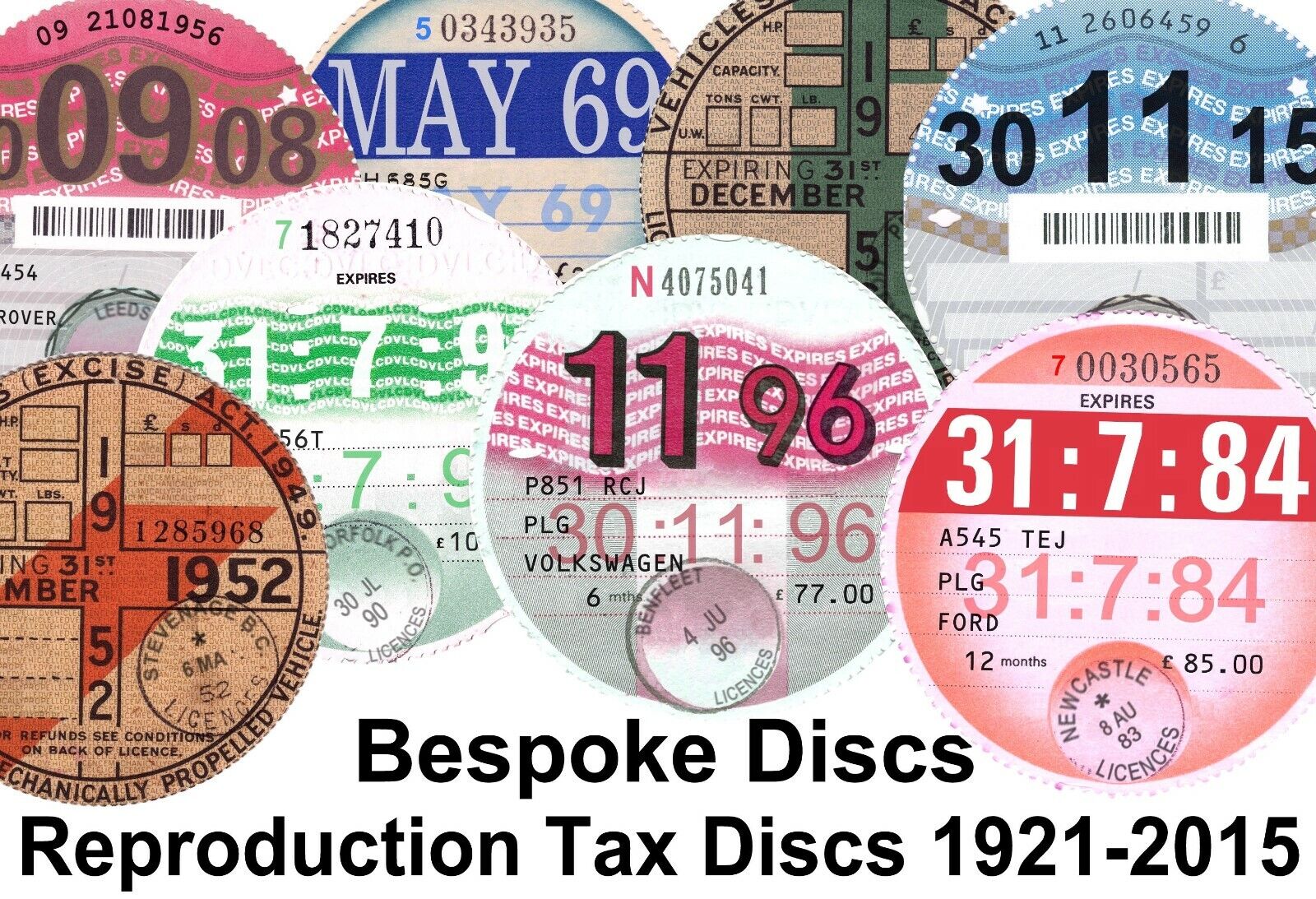 Replica Reproduction Vintage Bespoke Road Tax Disc Classic Ford MG VW Austin