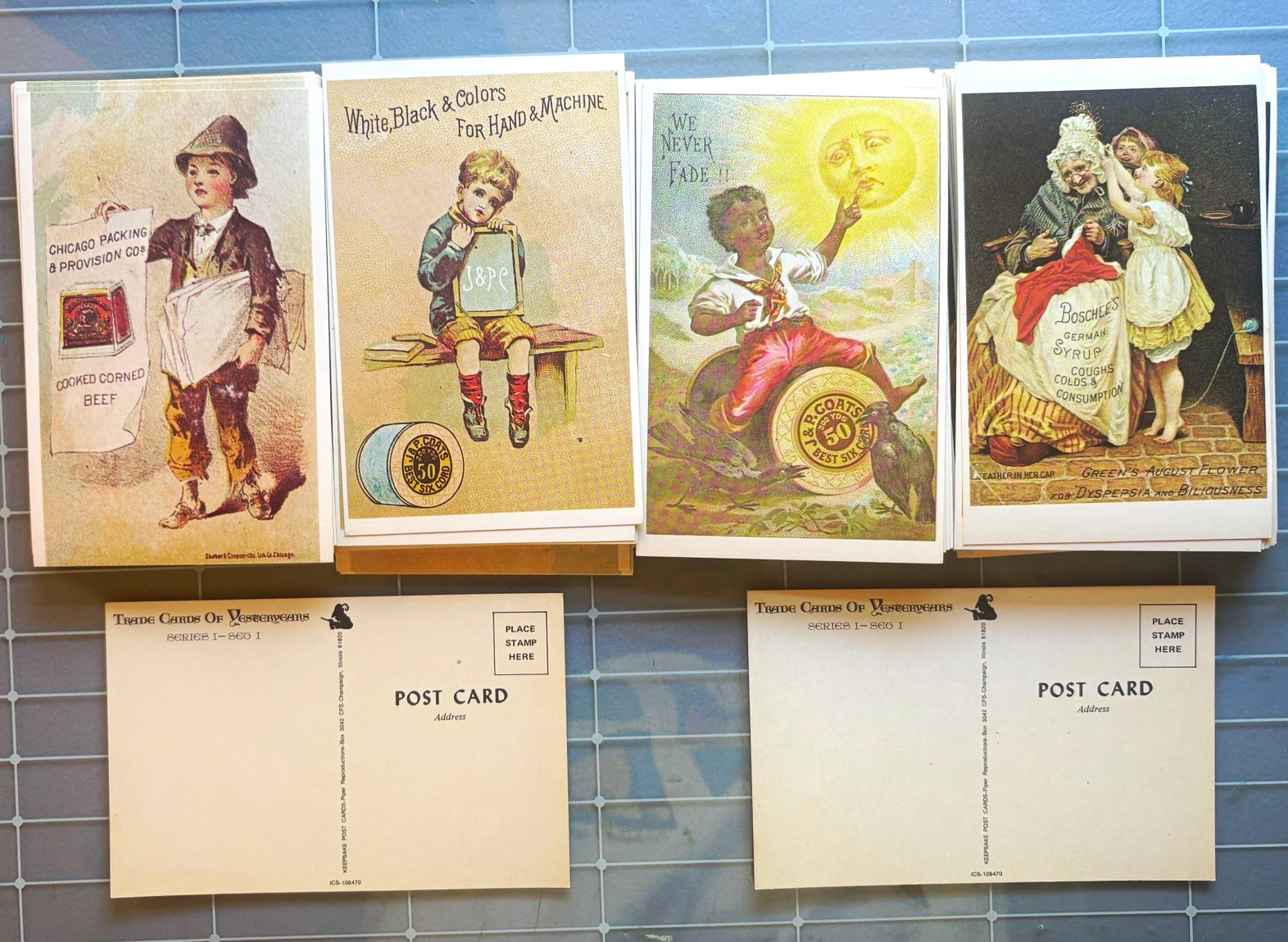 Lot of 60 Advertising Trade Card Postcards , Unposted