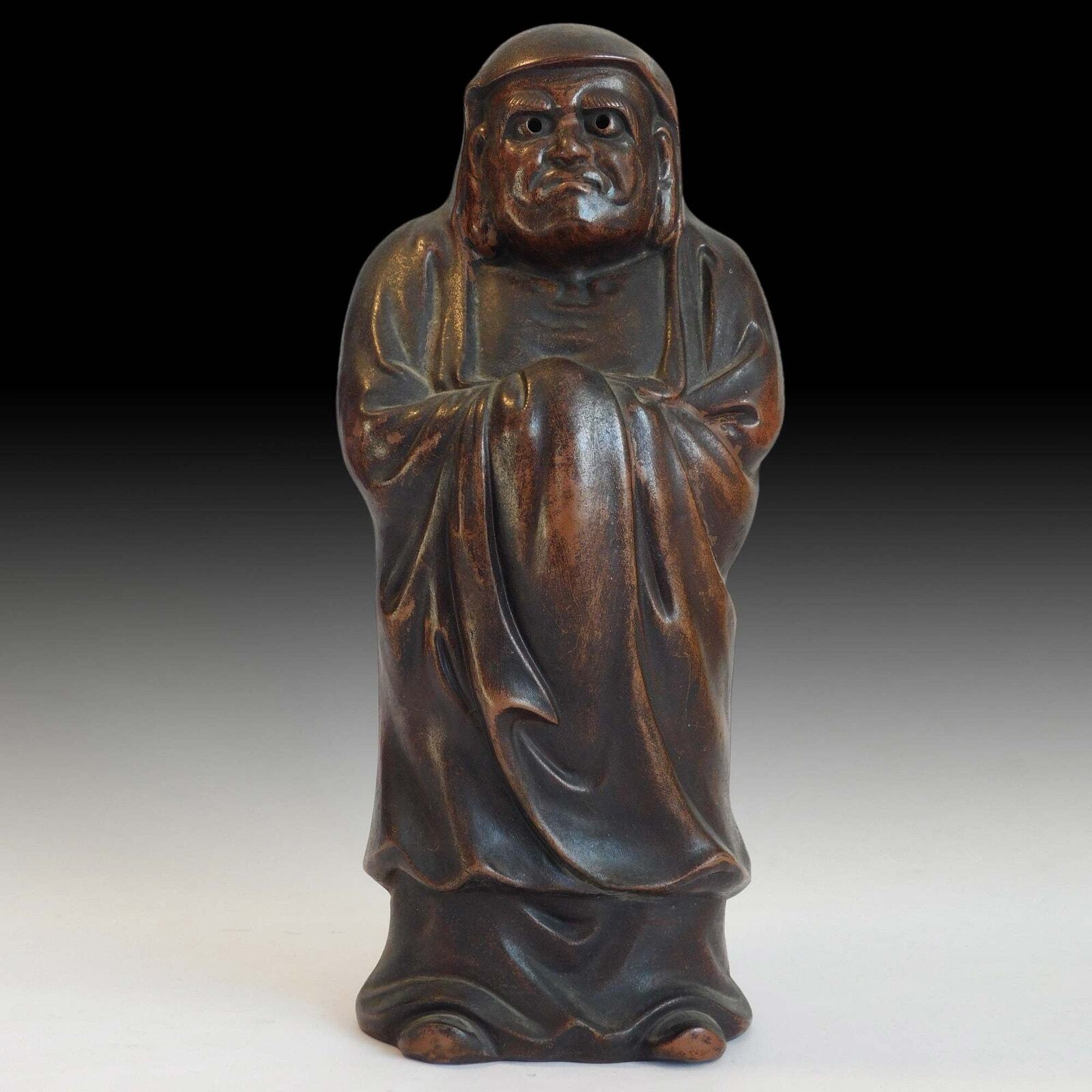 Zen Master Bodhidharma Daruma Vintage Japanese Bizen Yaki Okimono Statue 大魔禅師備前焼