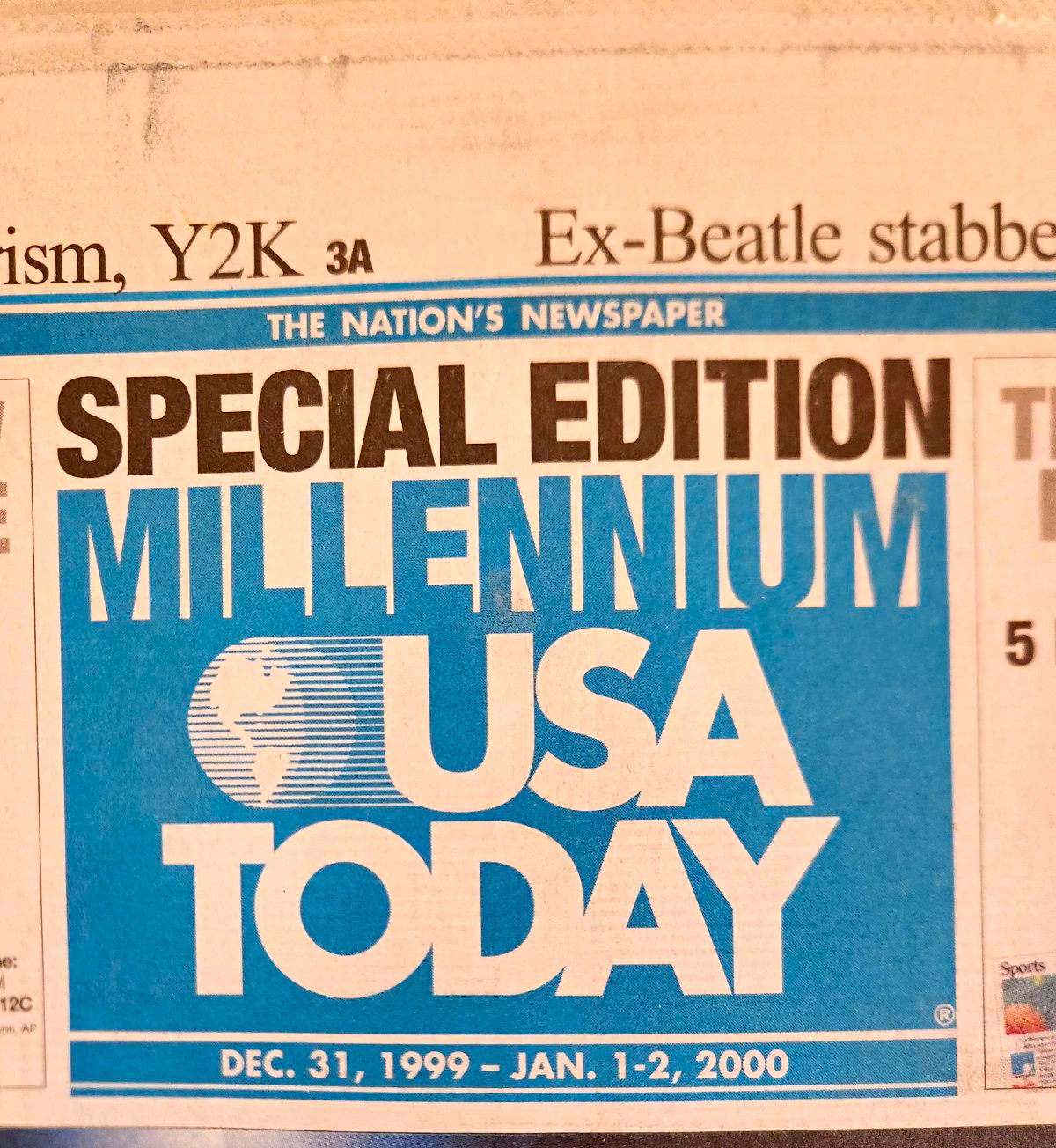 USA TODAY Special Edition Millennium Newspaper Dec 31, 1999-Jan 1-2, 2000