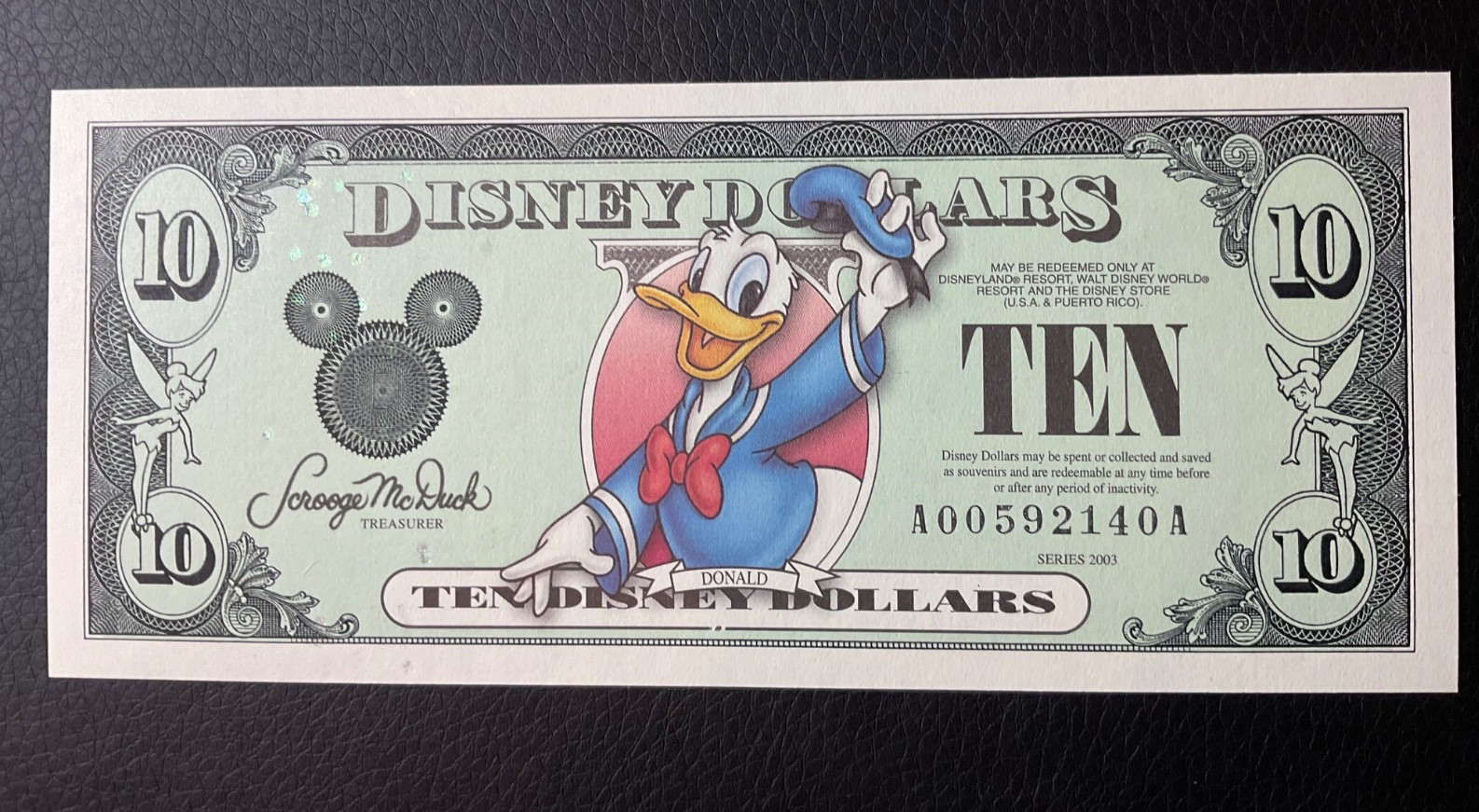 $10 Disney Bucks - Donald Duck  2003 Uncirculated - Crisp A 00592140A