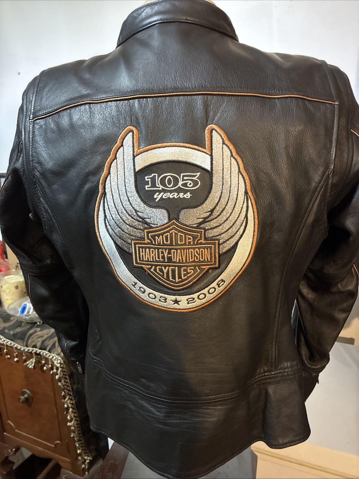 Harley Davidson 105th Anniversary Womens Leather Jacket XL Black 97105-08VW