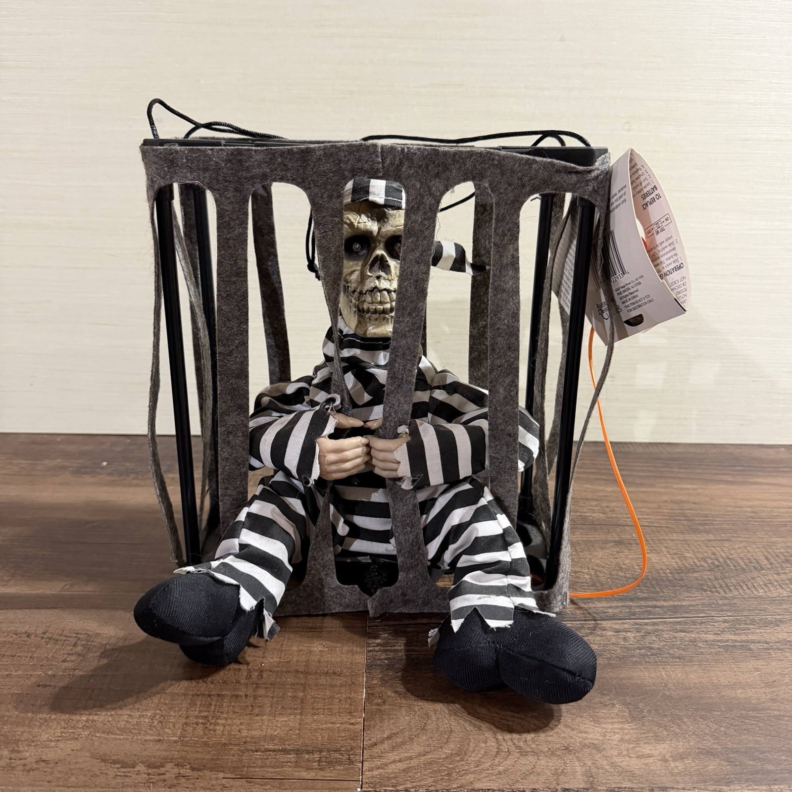 VTG Creepy Animated Skeleton Prisoner with Cage Touch & Motion Sensor Decoration