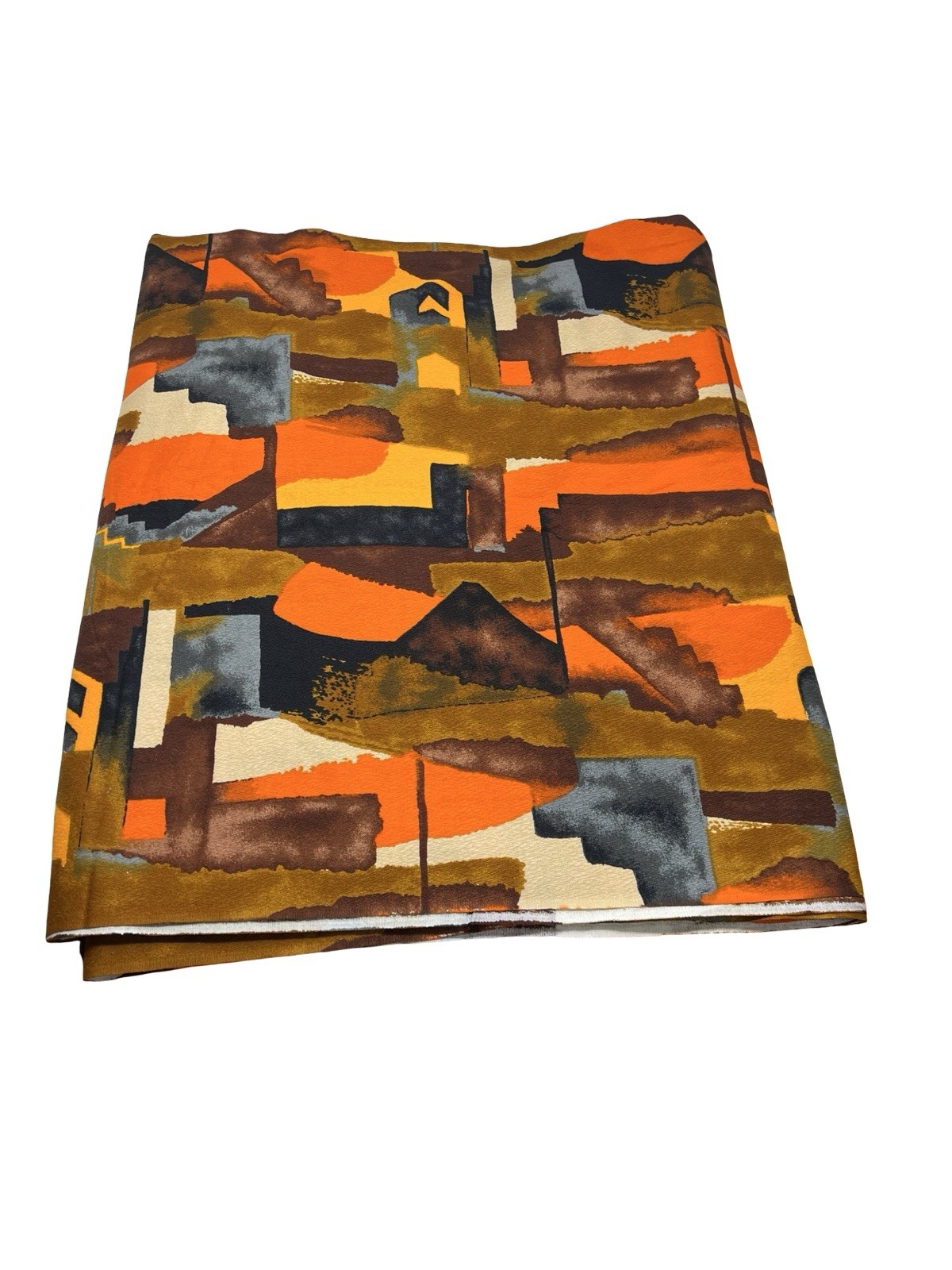 Retro Mid Century Abstract Barkcloth Orange Yellow Vintage Fabric 5 yds