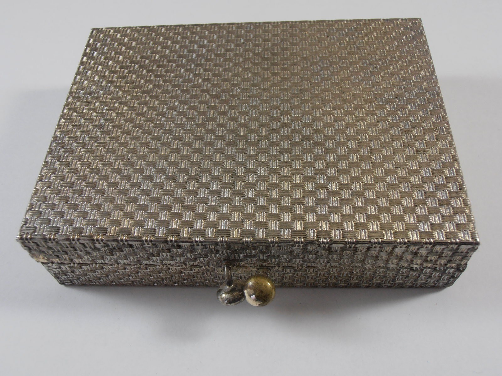 Vtg 1950s MCM Volupte Compact Makeup Powder Lipstick Case Mirror Silver Tone