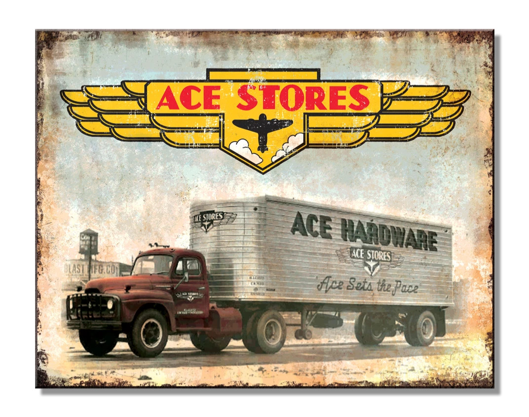 ACE Hardware Stores Truck Tin Metal Sign Retro Man Cave Garage Decor 12.5 x 16