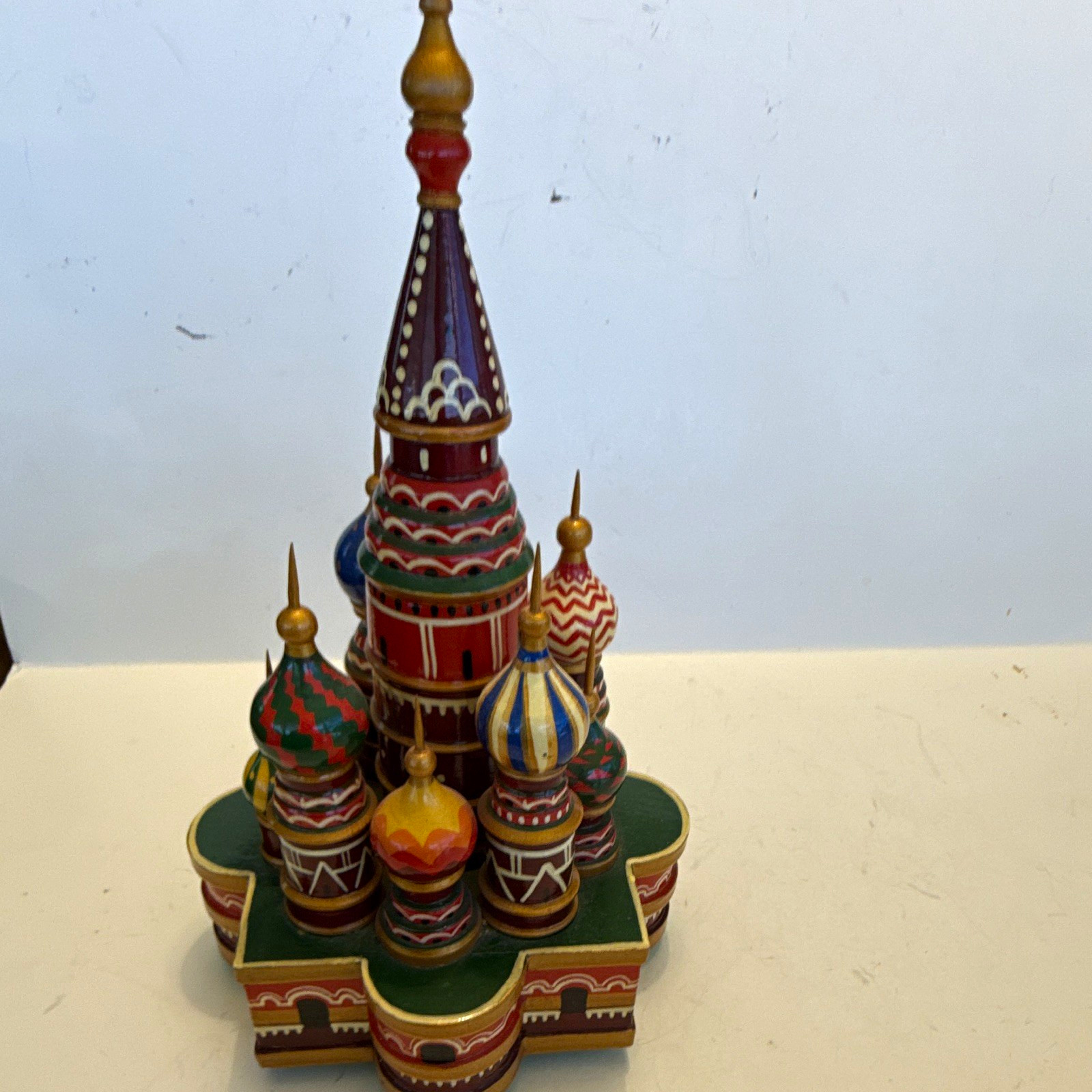 Hand-Painted Wooden St. Basil\'s Cathedral Russian Souvenir Figurine, see notes