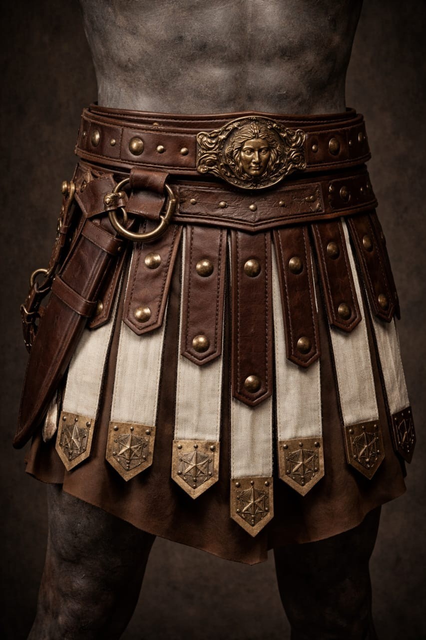 Handmade Roman Gladiator Leather Battle Skirt Belt | LARP Armor Costume