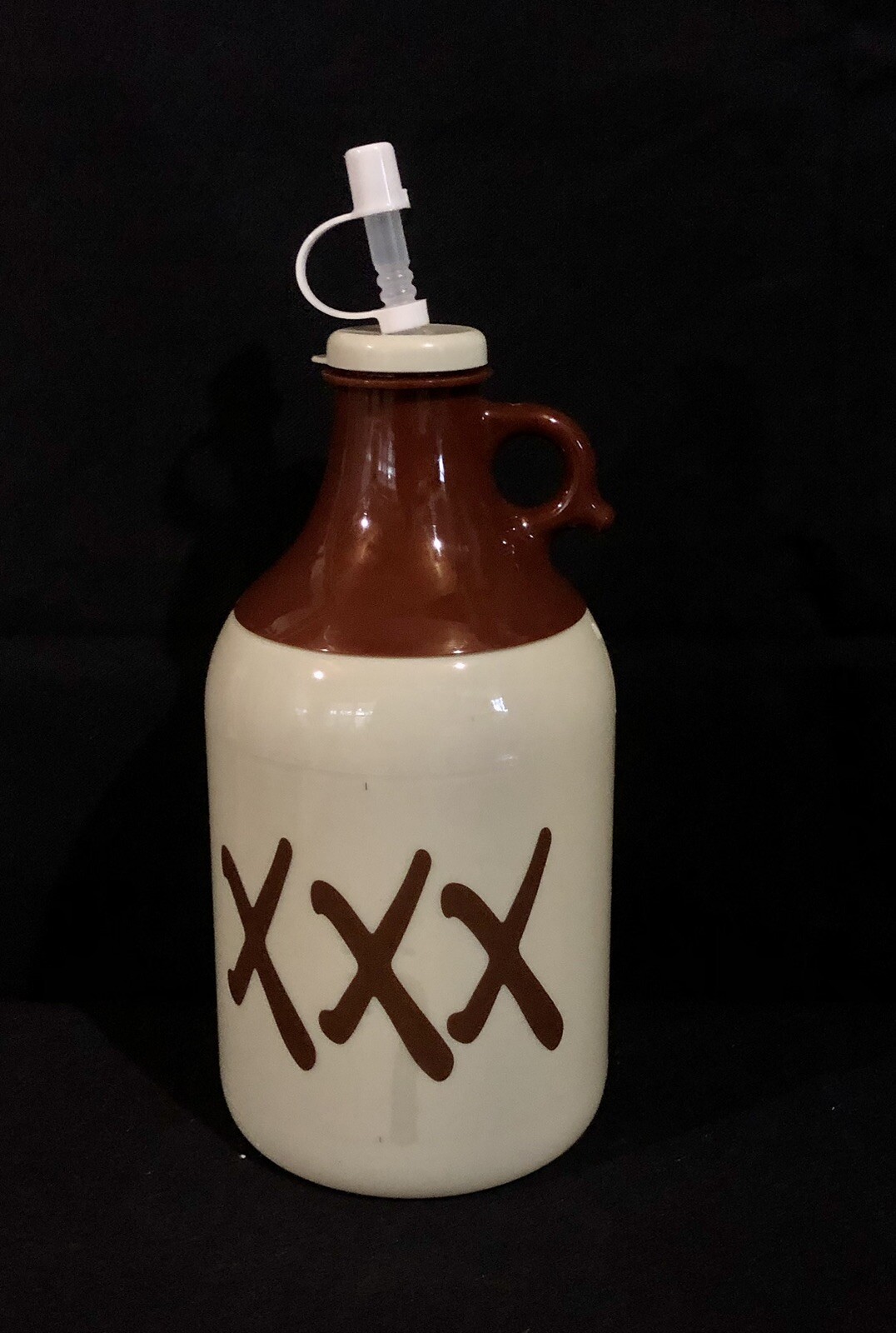 XXX Moonshine Style Plastic Jug Mug Whirley Drink Works w Straw NEW 9.5