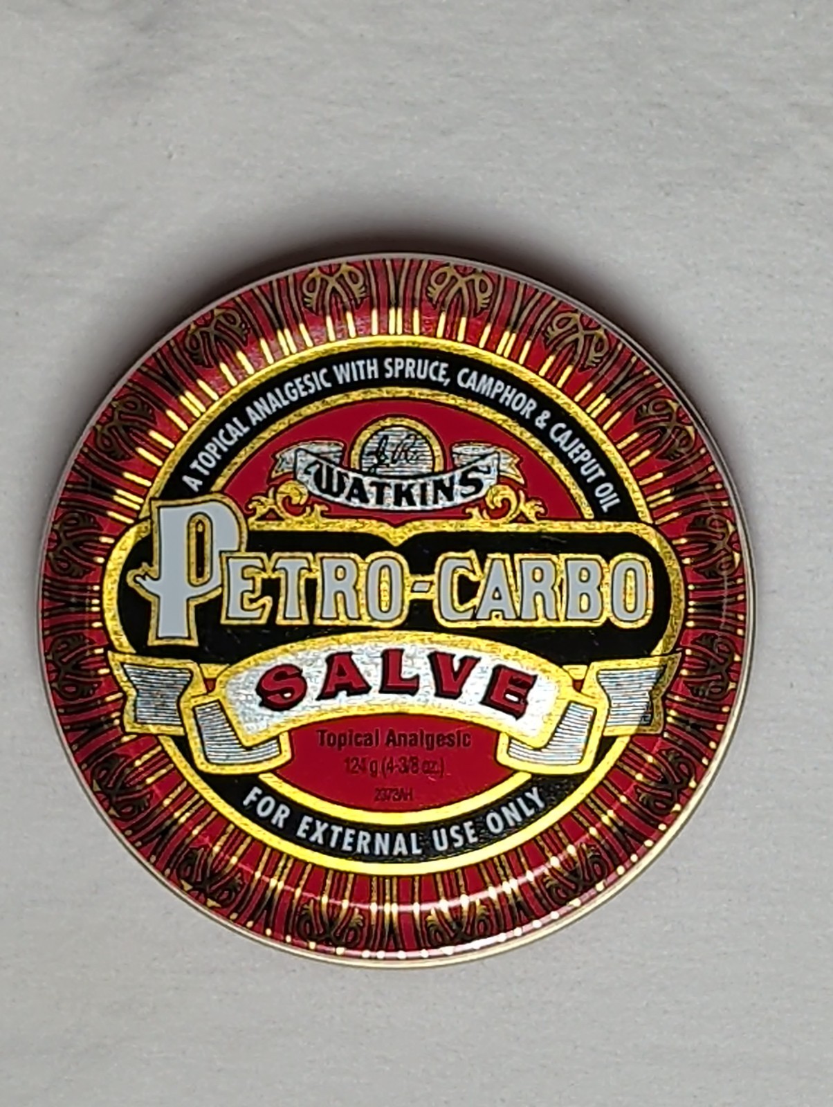 Vintage J.R. Watkins Petro-Carbo Salve 4-3/8 oz 124g Factory Sealed Tin Exp 2005