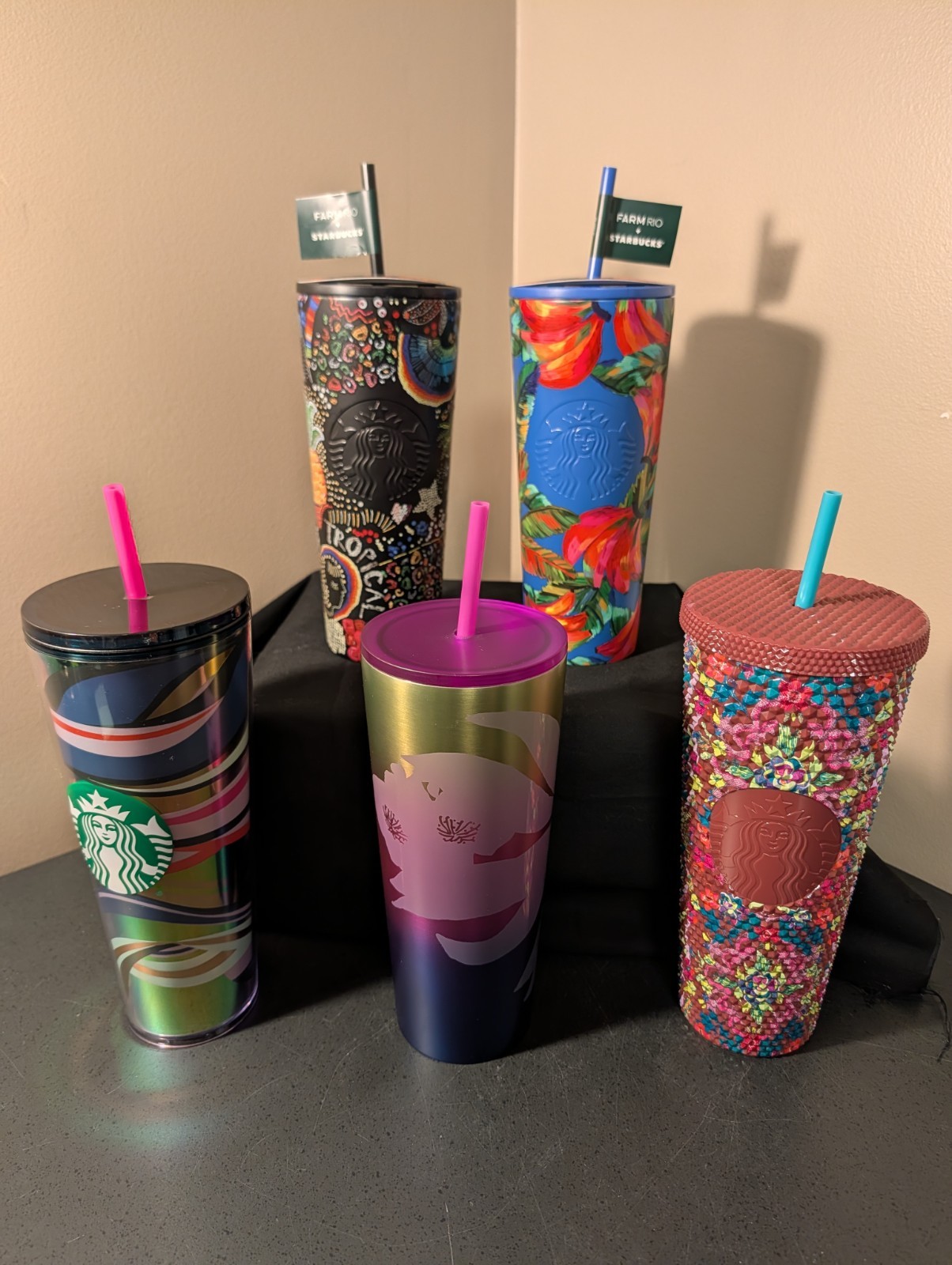 Big Starbucks Tumbler Lot 5 Total Farmrio, Studded, Fall 🍁 NWT Never Used