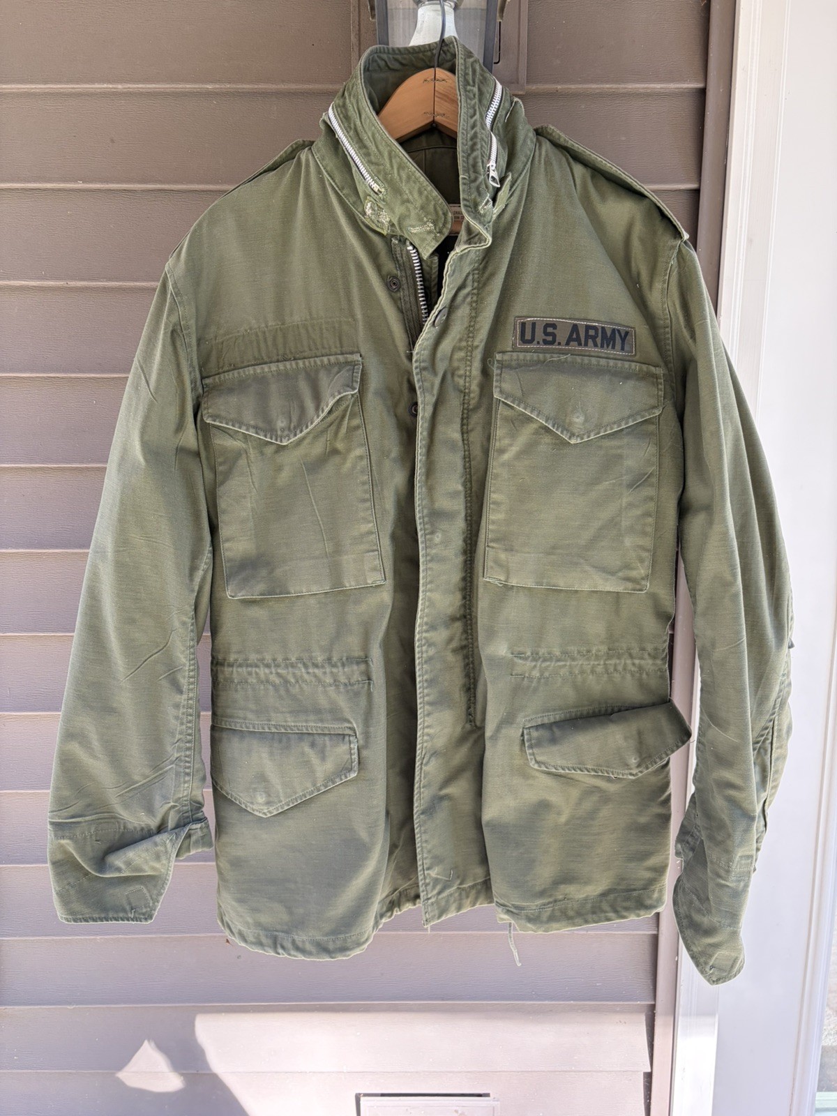 Vintage 1967 M-65 Field Jacket Small  Vietnam War OG-107 Silver Zipper M65 Coat