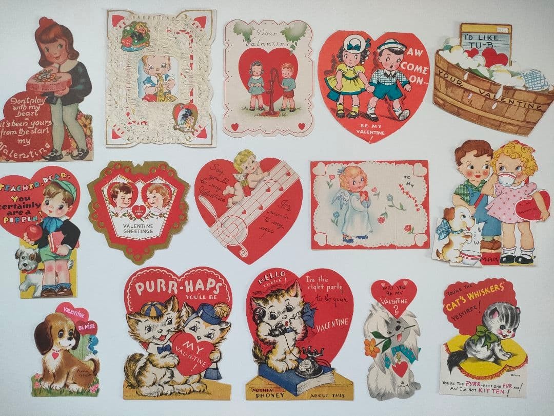 15 pcs USA Vintage Valentine's Day Cards #dcd273 15 pcs USA Vintage Valentine's Day Cards #dcd273