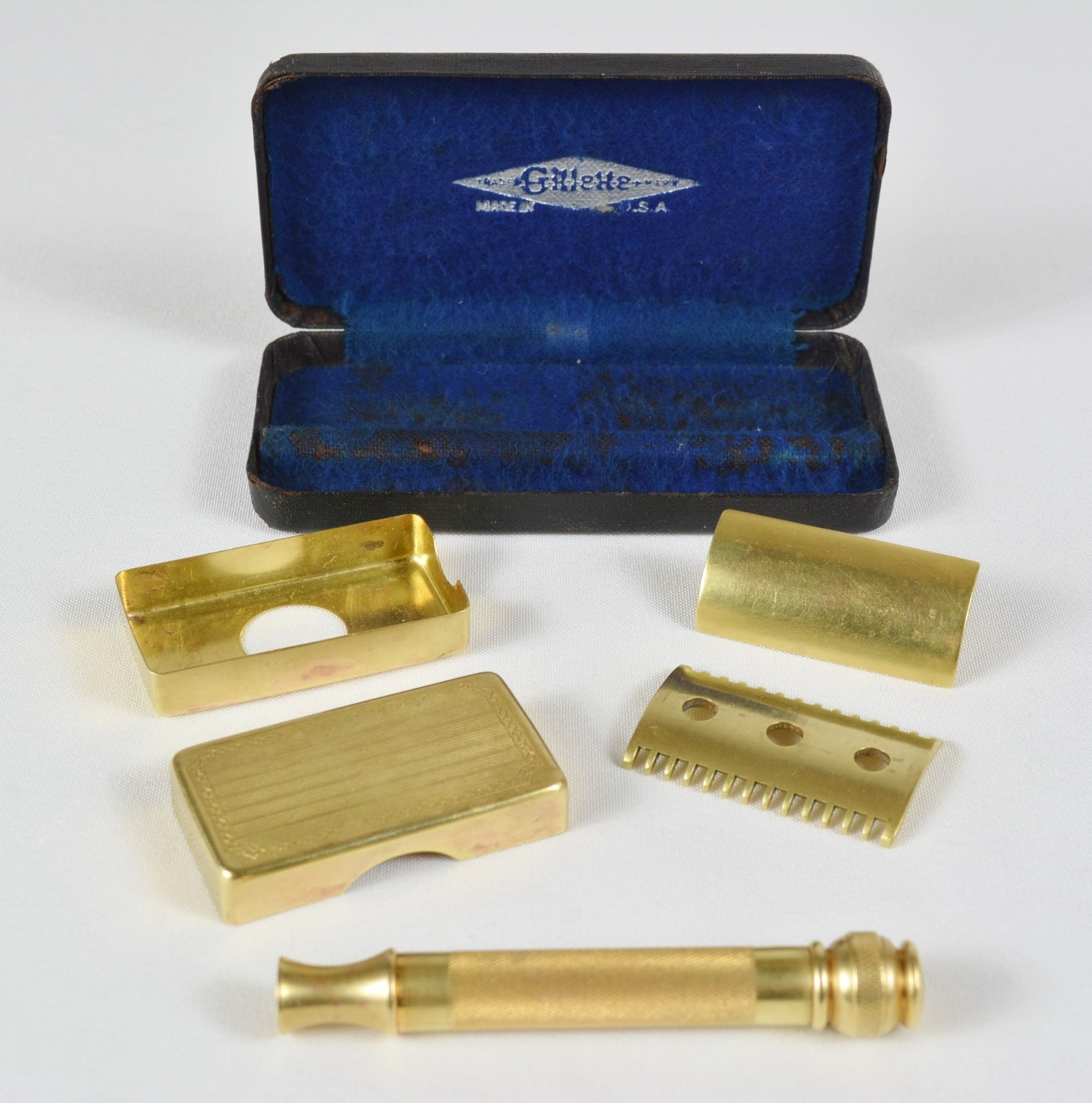 Antique Gillette Open Comb Safety Razor w/Orig Case Antique Gillette Open Comb Safety Razor w/Orig Case
