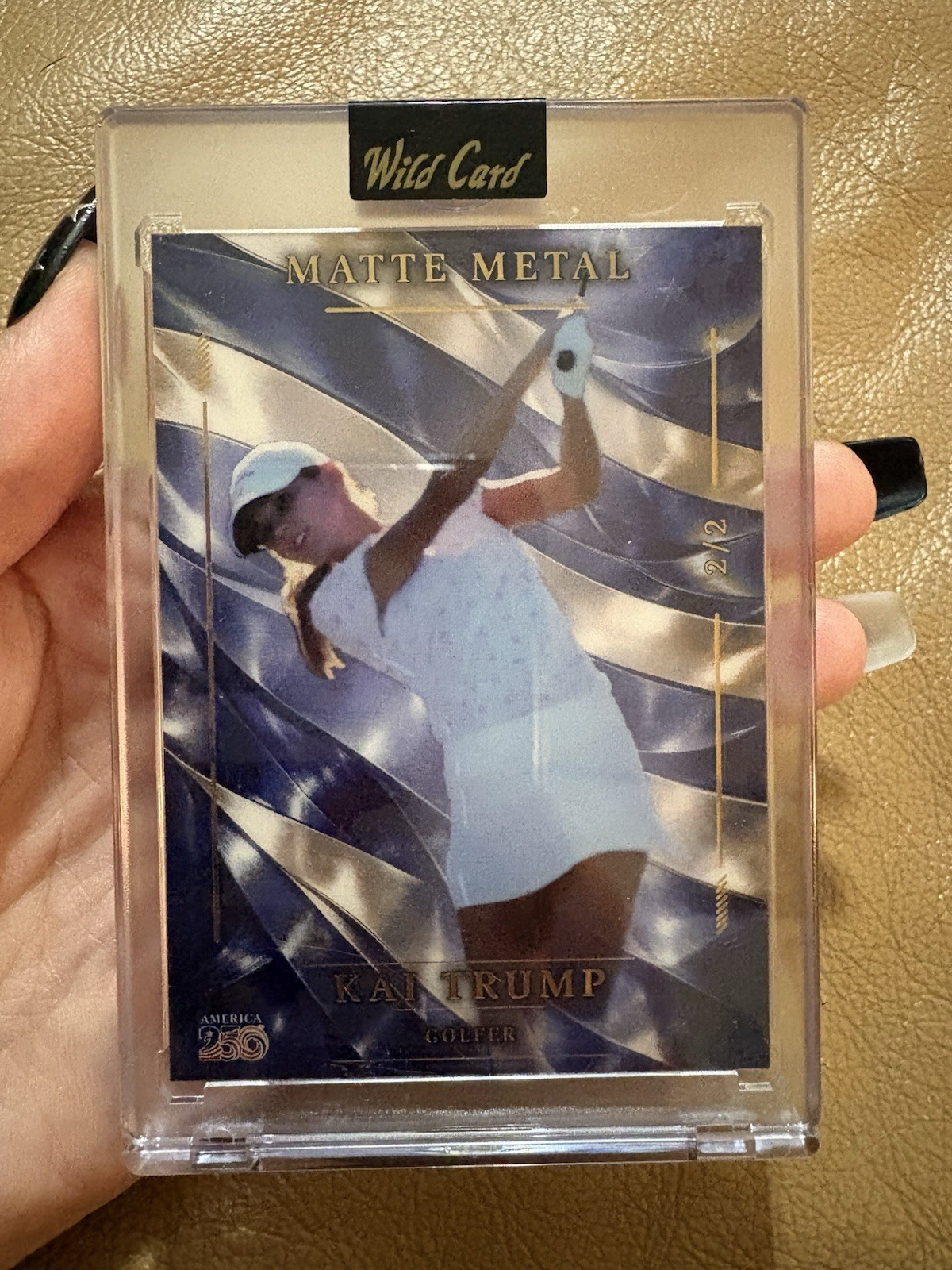 2026 Wild Card Matte Metal Golf Kai Trump 2/2 Rookie Card.