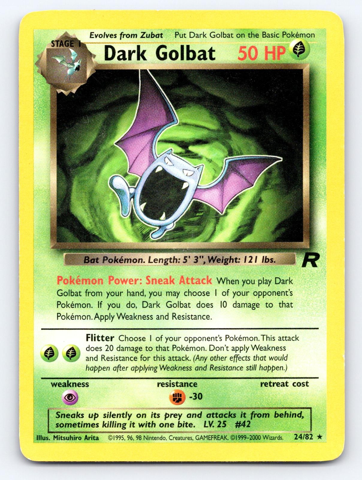 Dark Golbat 24/82 Rare Team Rocket Pokemon Unlimited Heavily Played