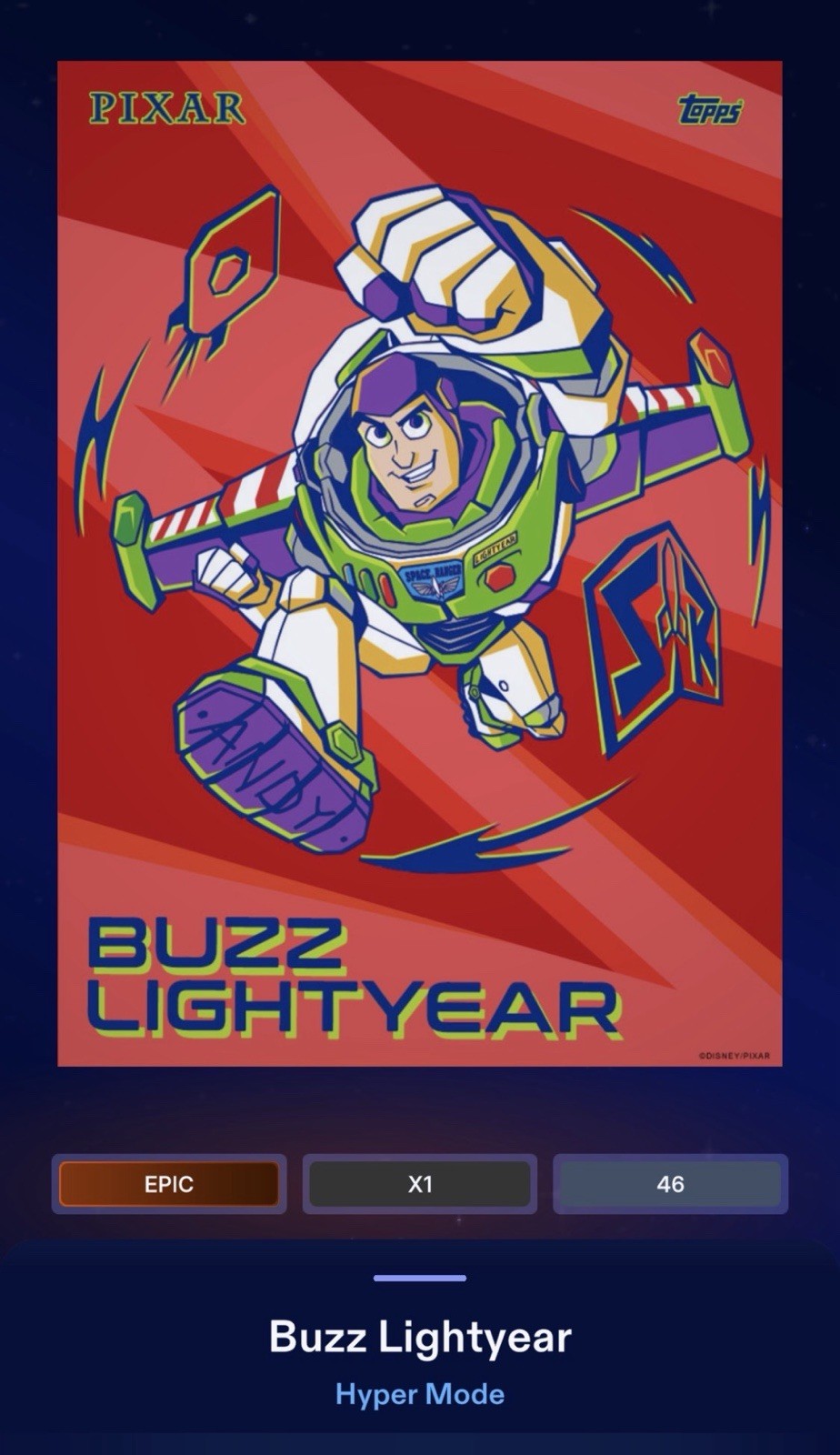 EPIC RED HYPER MODE TOY STORY BUZZ LIGHTYEAR-TOPPS DISNEY COLLECT