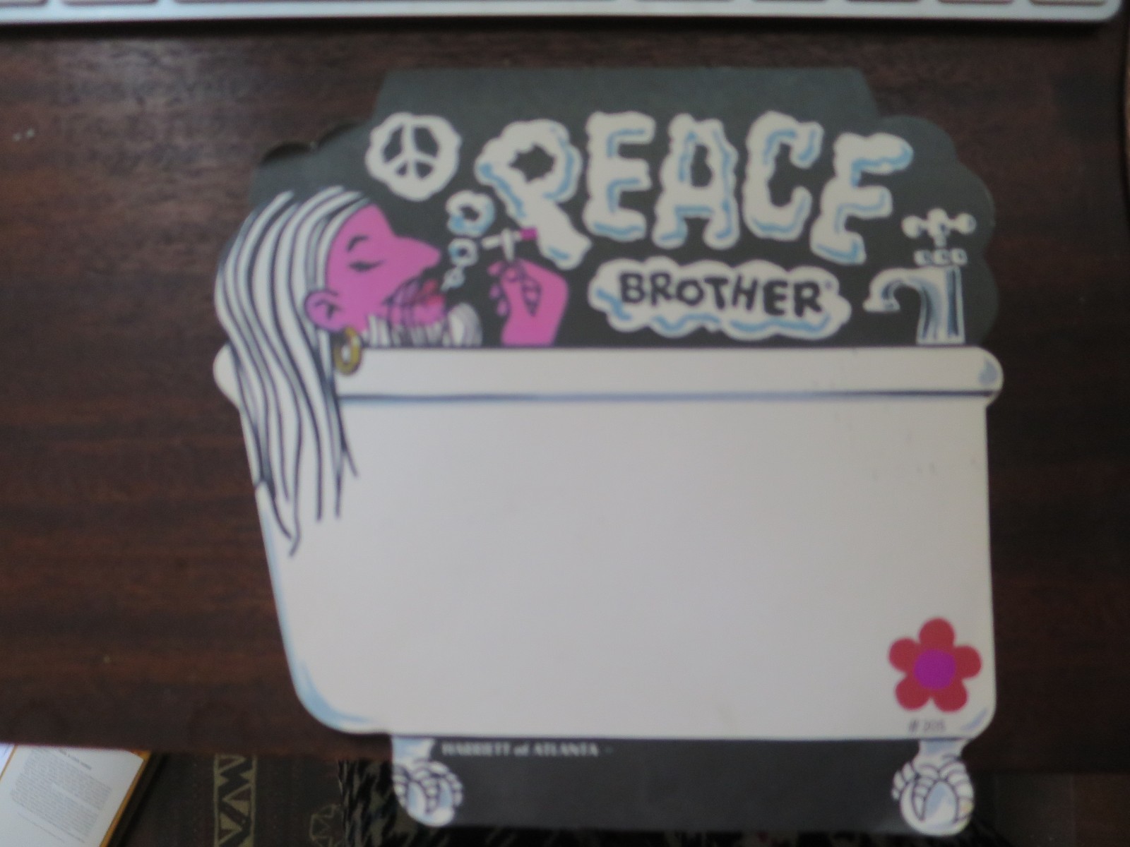 Vintage 70s Memo Note Pad 6” Peace Brother Retro Smoking