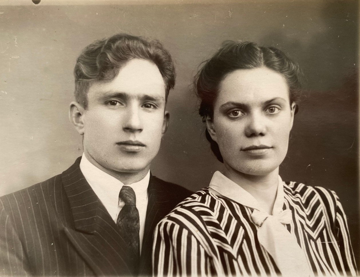 Handsome young man guy & beautiful woman portrait soviet life ussr vintage photo
