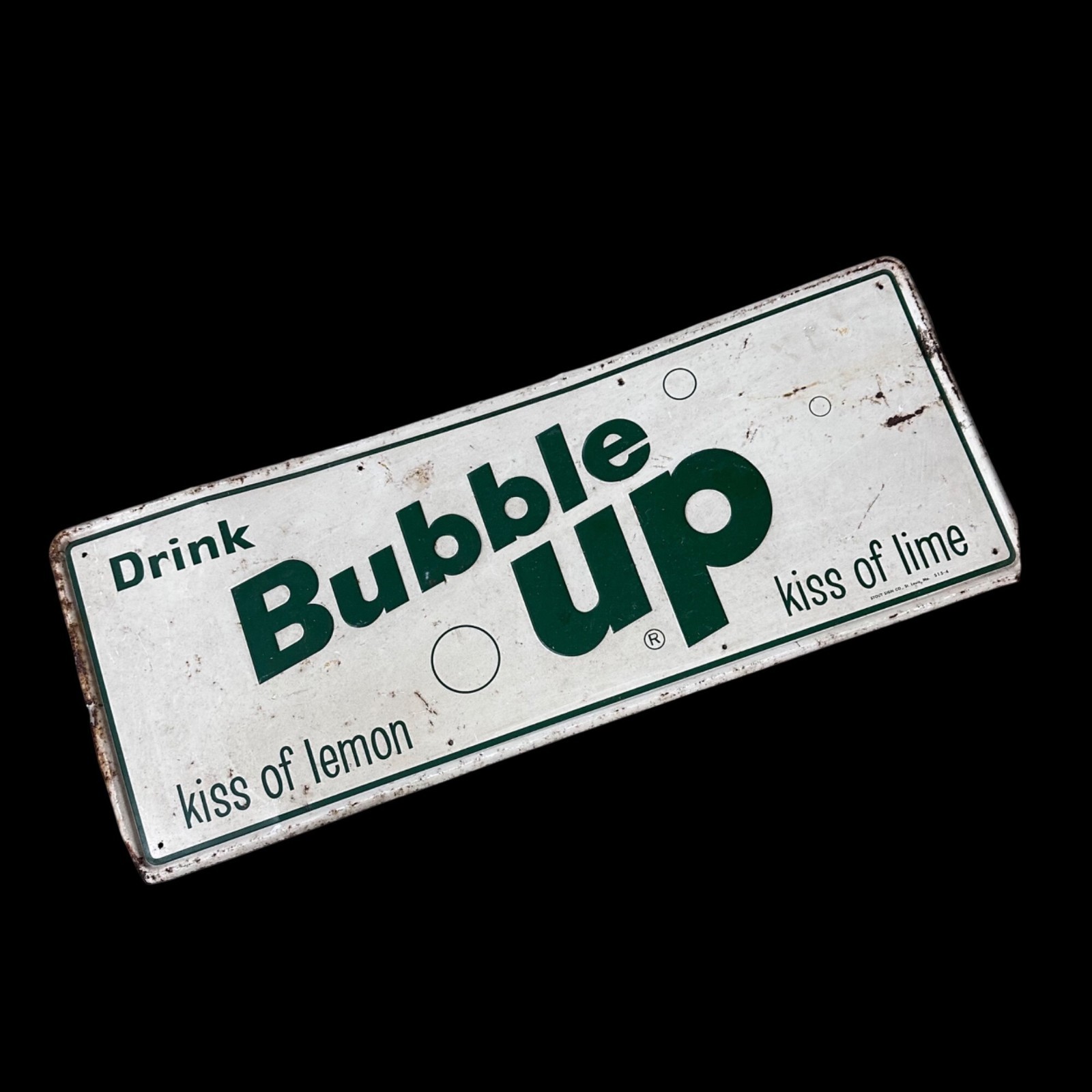Vintage Drink Bubble Up Metal Sign Retro Soda Advertising 1950s Green white READ