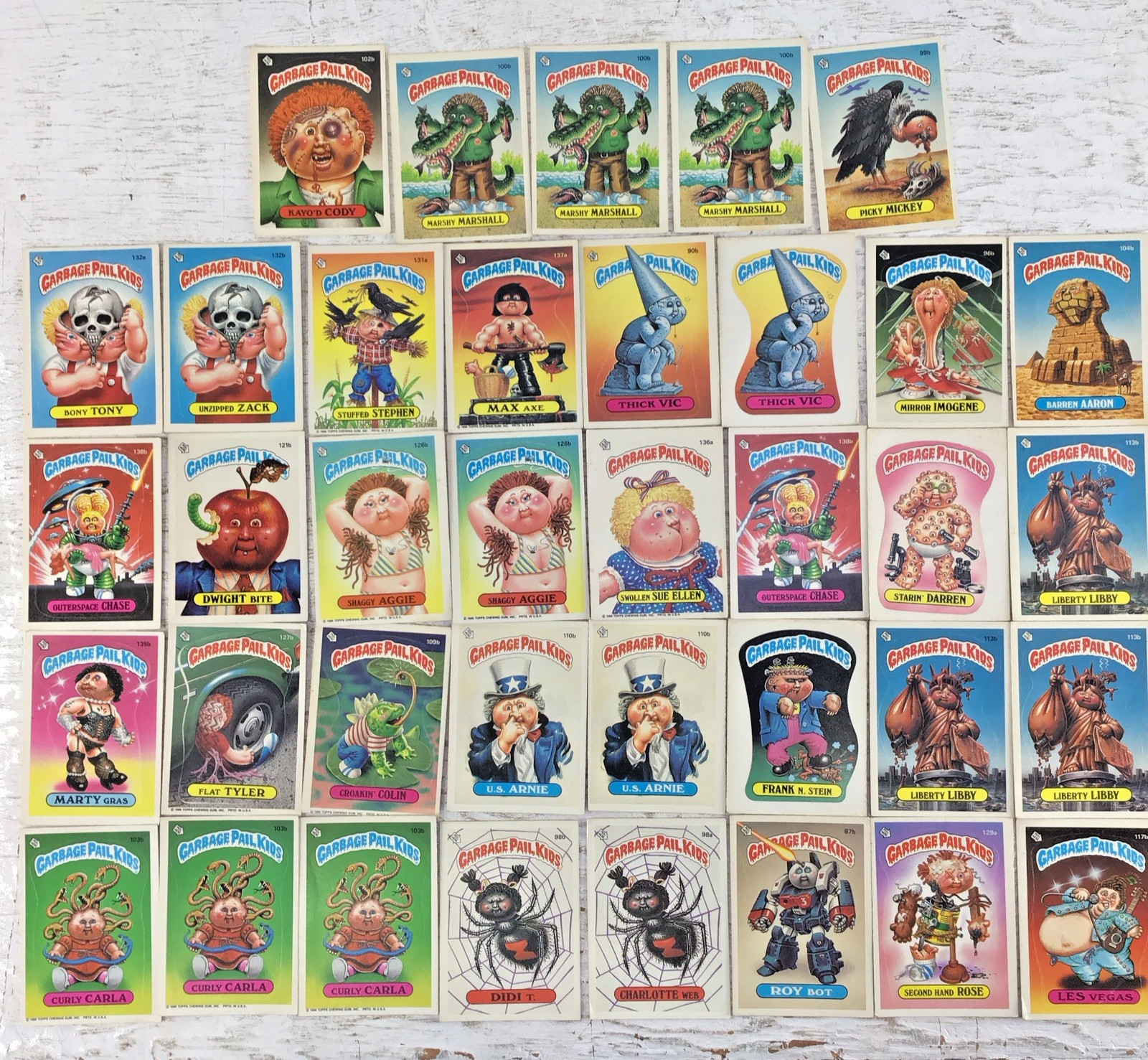 Vintage 1986 TOPPS Set Of 37 Garbage Pail Kids Cards