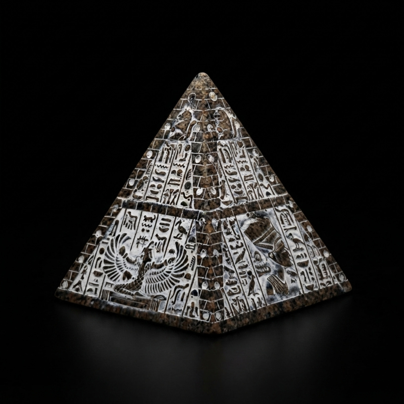 Unique Antique Egyptian Pyramid Figurine Nefertiti Carved Stone Hieroglyphic