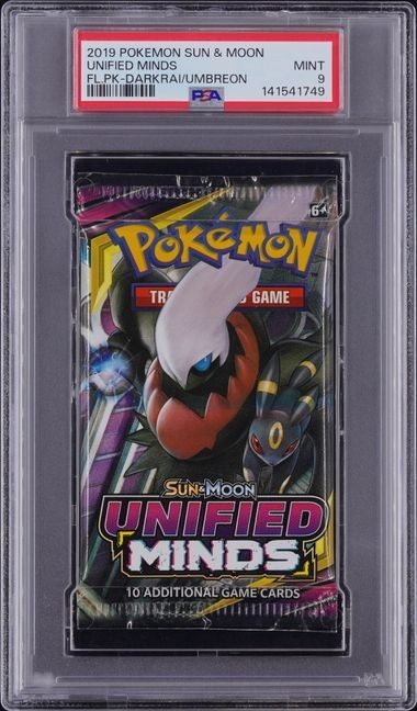 2019 POKEMON SUN & MOON UNIFIED MINDS FOIL PACK DARKRAI & UMBREON PSA 9