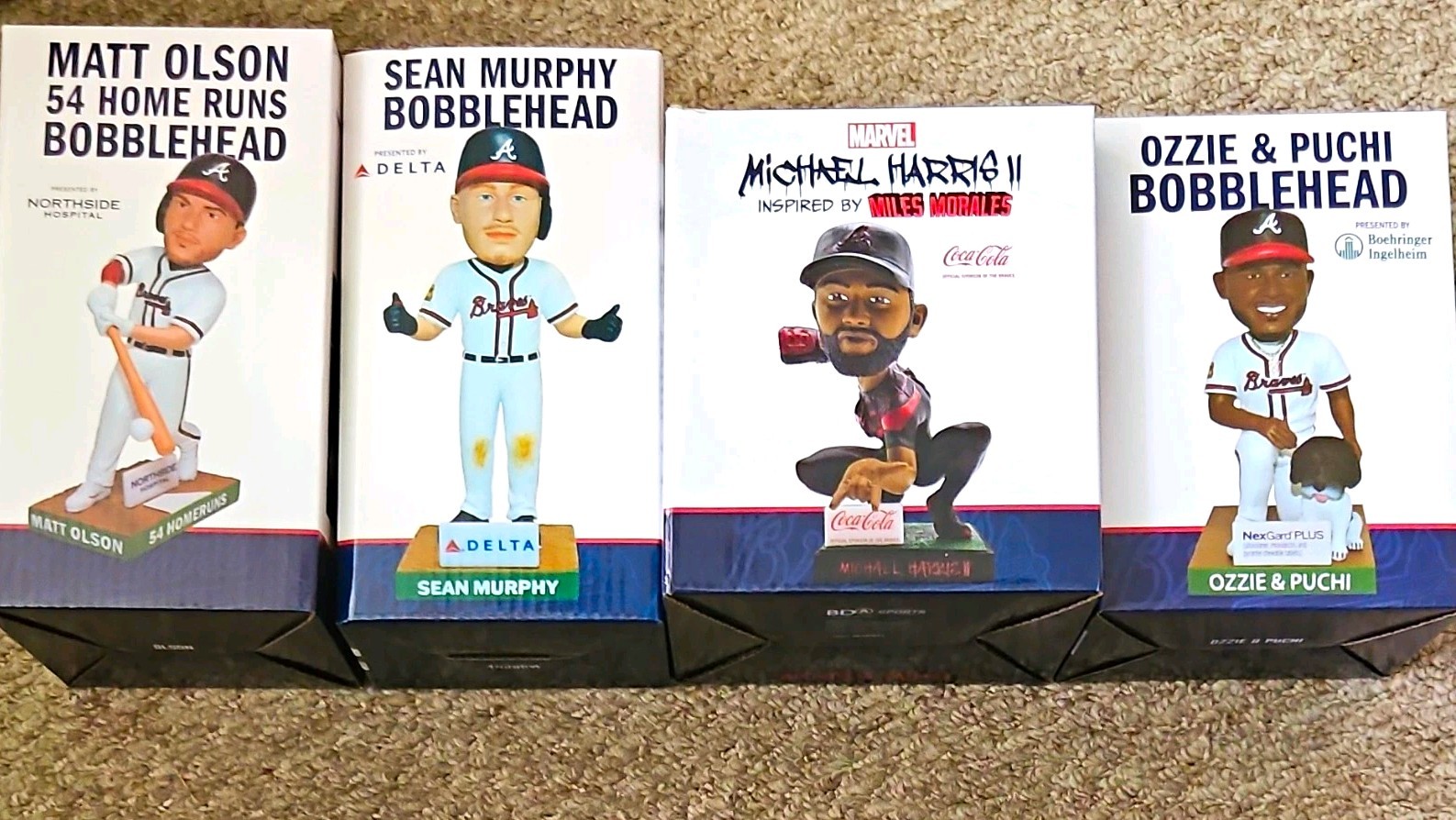 ATL Braves MLB Bobbleheads Lot of 4 M Olson, S. Murphy, M. Harris, Ozzie Albies
