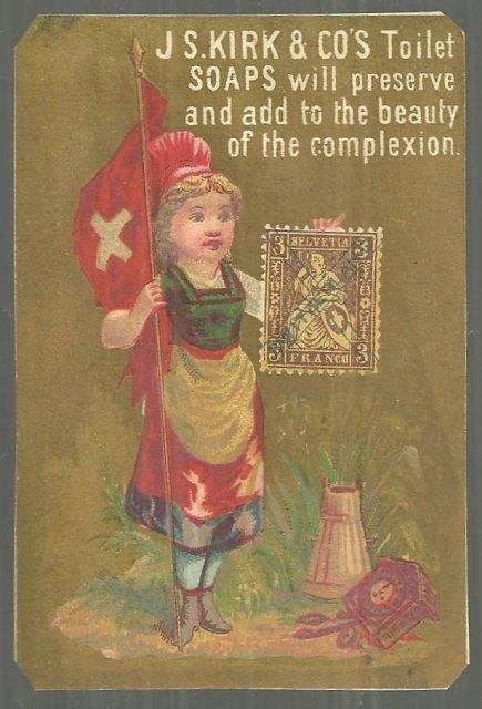 Jas. S. Kirk Soap Makers, Chicago Lot of Four Victorian Trade Cards Countries